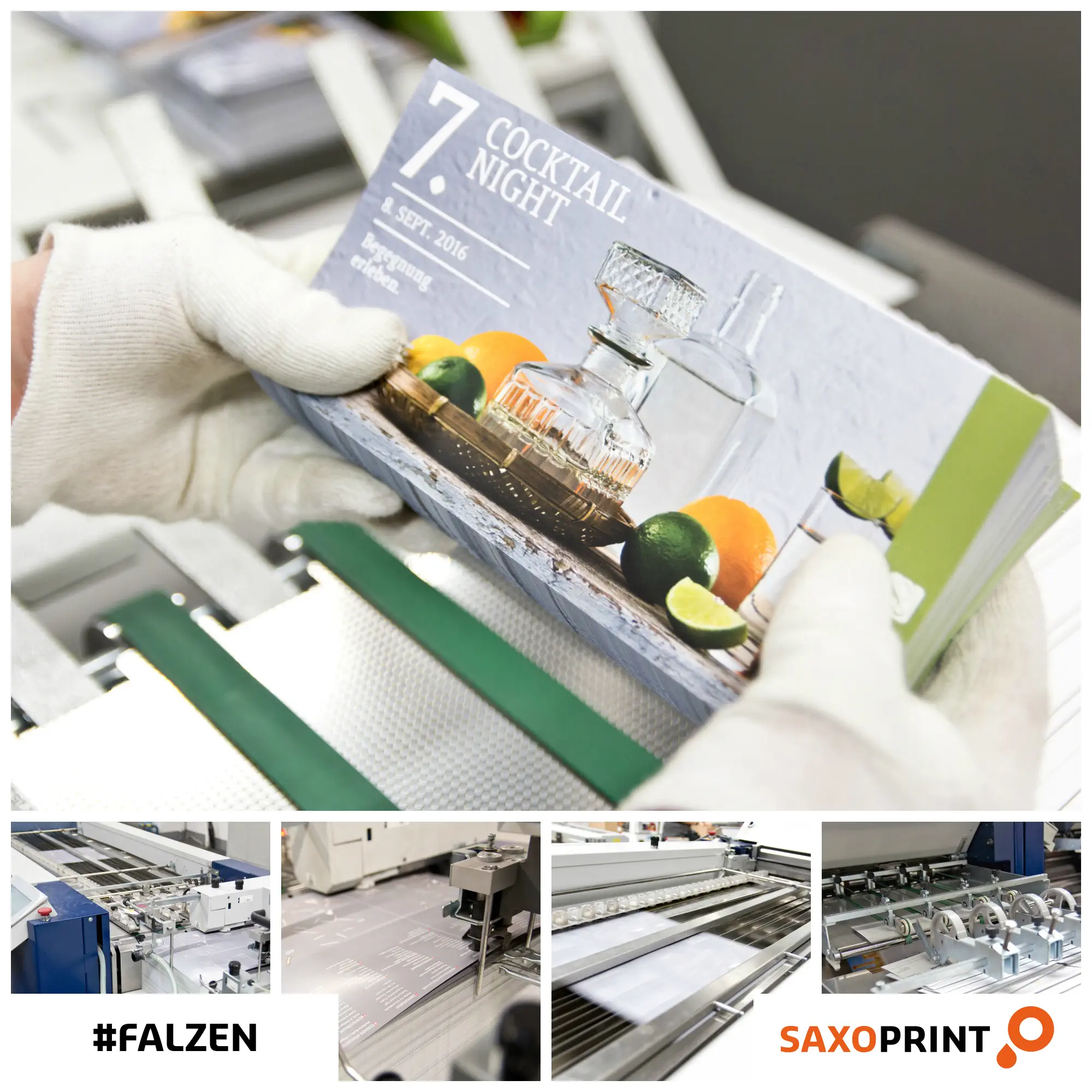 Produktion des Flyers fuer die 7. Cocktailnight (Falzen)