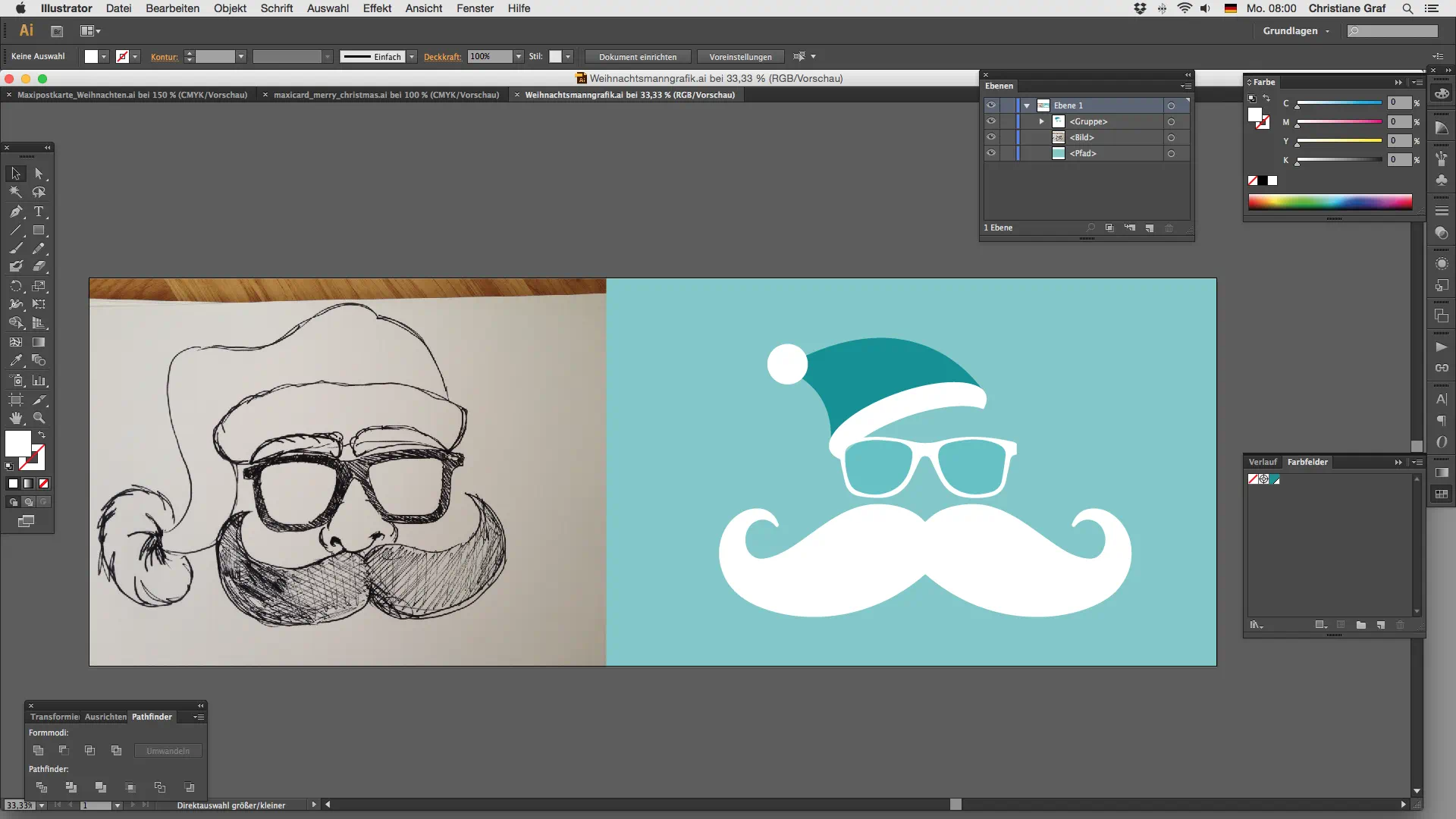 Maxikarte gestalten Vergleich Scribble Grafik