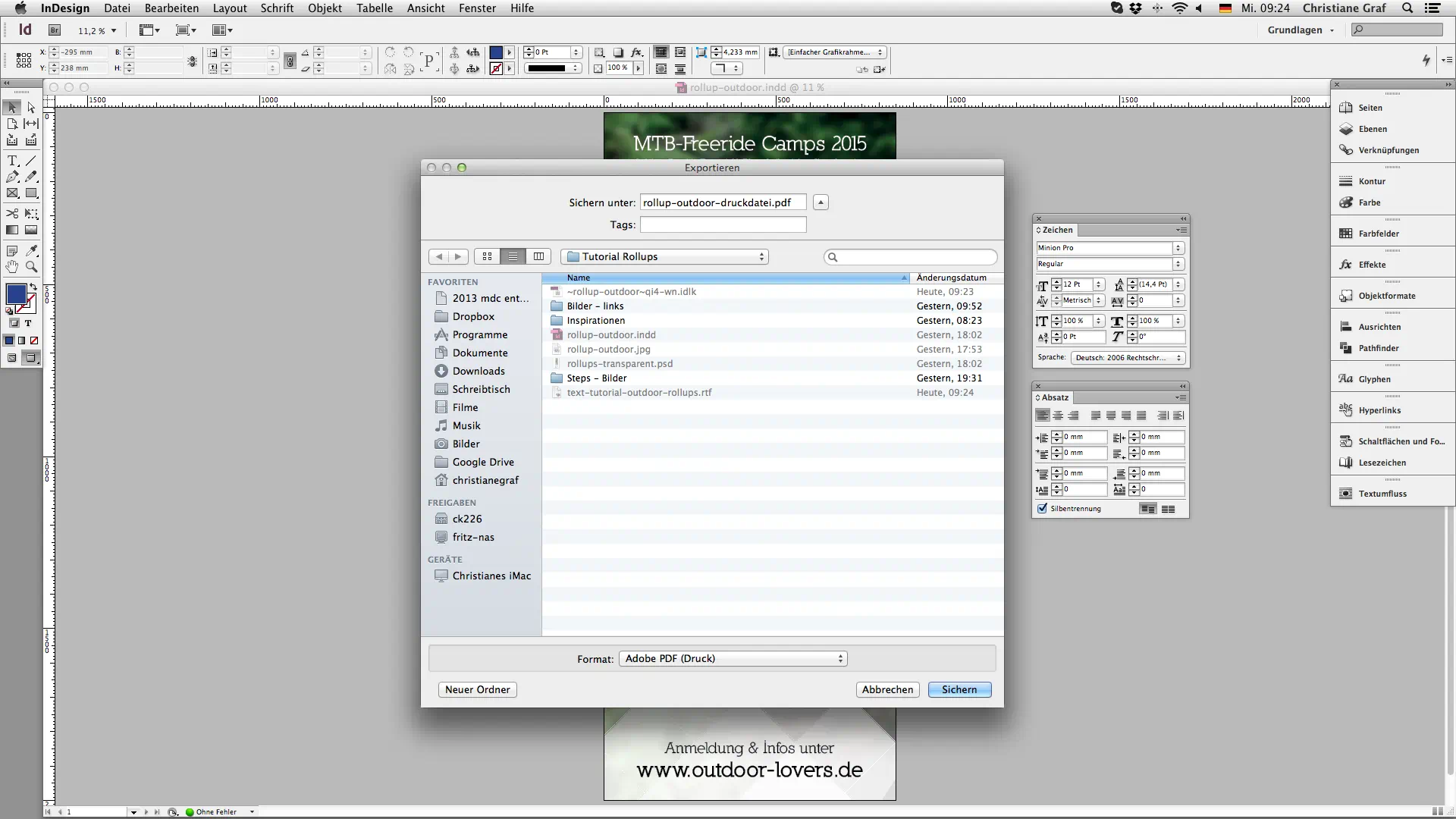 1 tutorial rollup outdoor step5 pdf exportieren Outdoor rollup erstellen PDF export