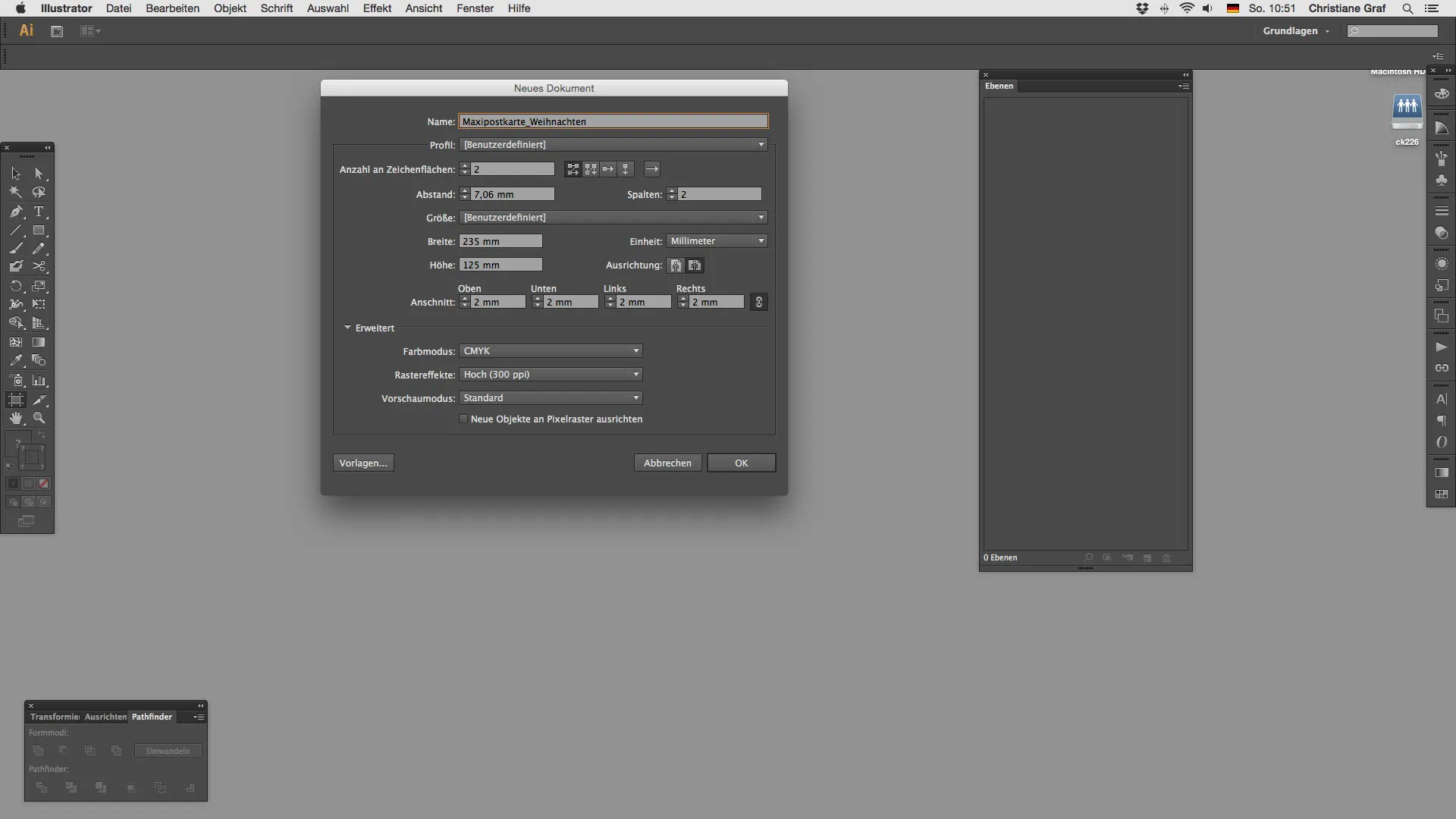 Maxikarte gestalten Datei anlegen