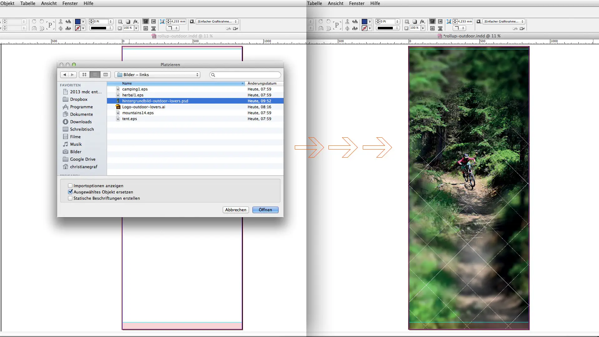 2 tutorial rollup outdoor step2 platzieren Outdoor rollup erstellen Bild platzieren