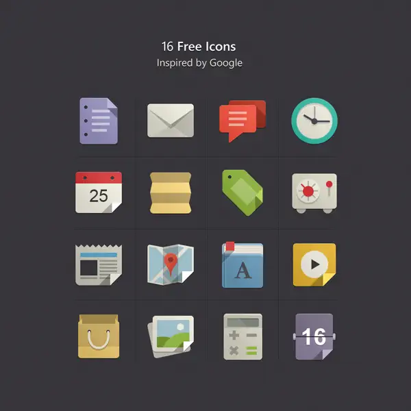 Flat Design Icons Inspired by Google Vol.1