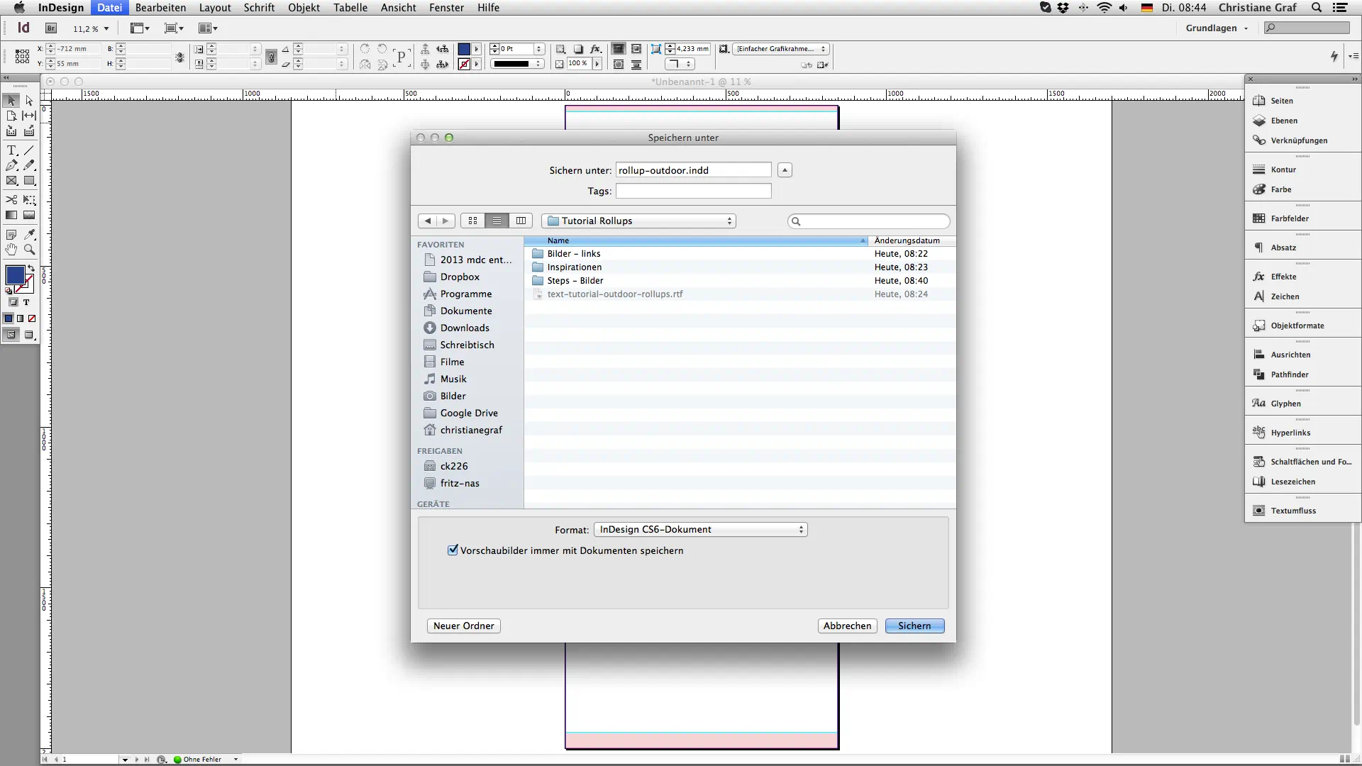 5 tutorial rollup outdoor step1 datei abspeichern Outdoor rollup erstellen Datei abspeichern
