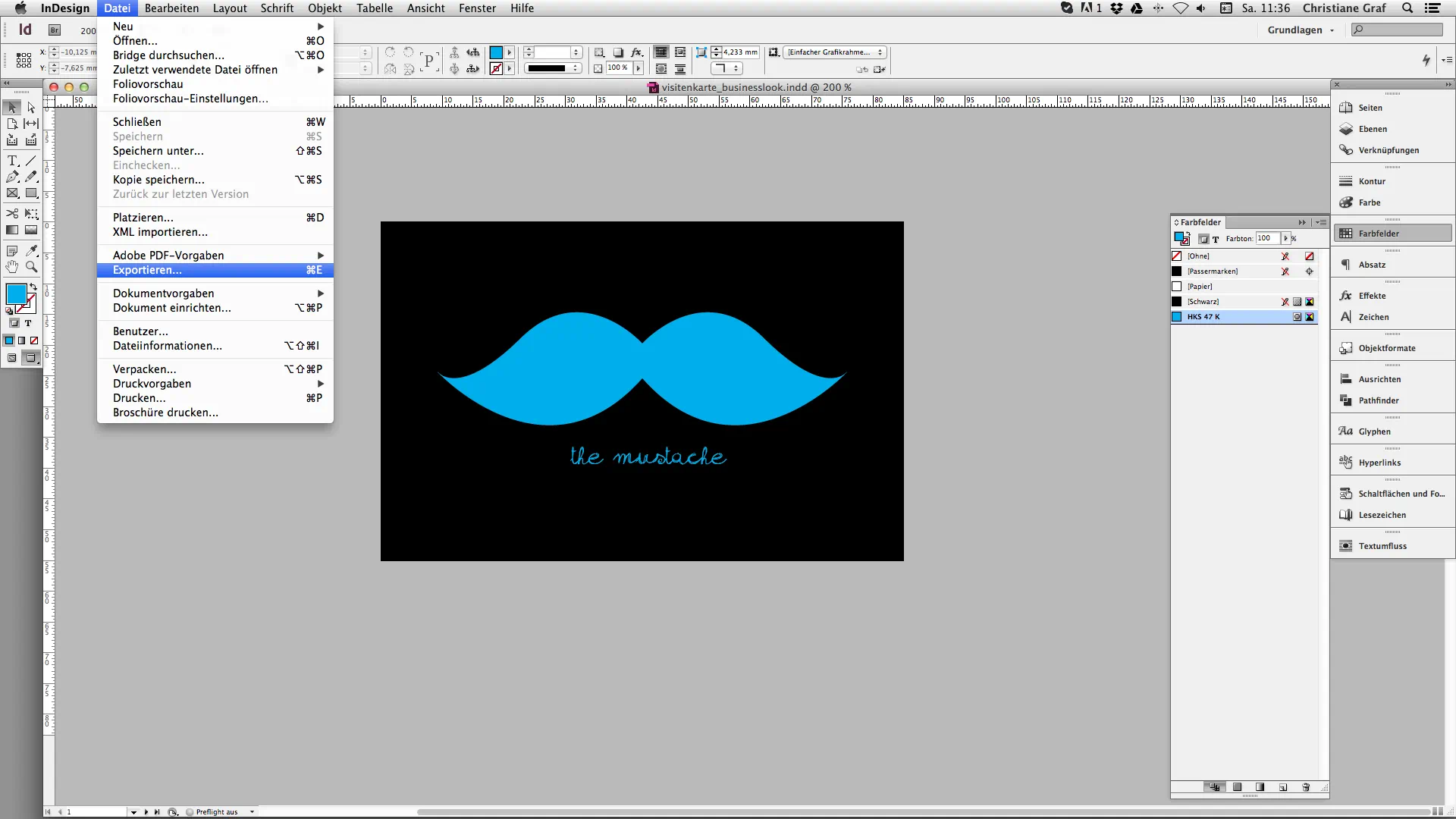 5 visitenkarte businesslook datei exportieren Visitenkarten gestalten mit InDesign: Datei exportieren