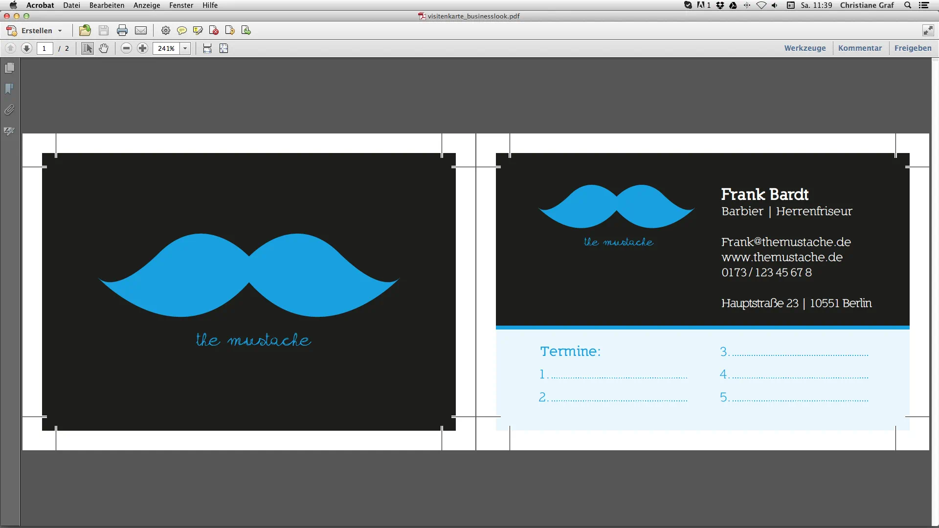 9 visitenkarte businesslook fertige pdf Visitenkarten gestalten mit InDesign: fertige PDF