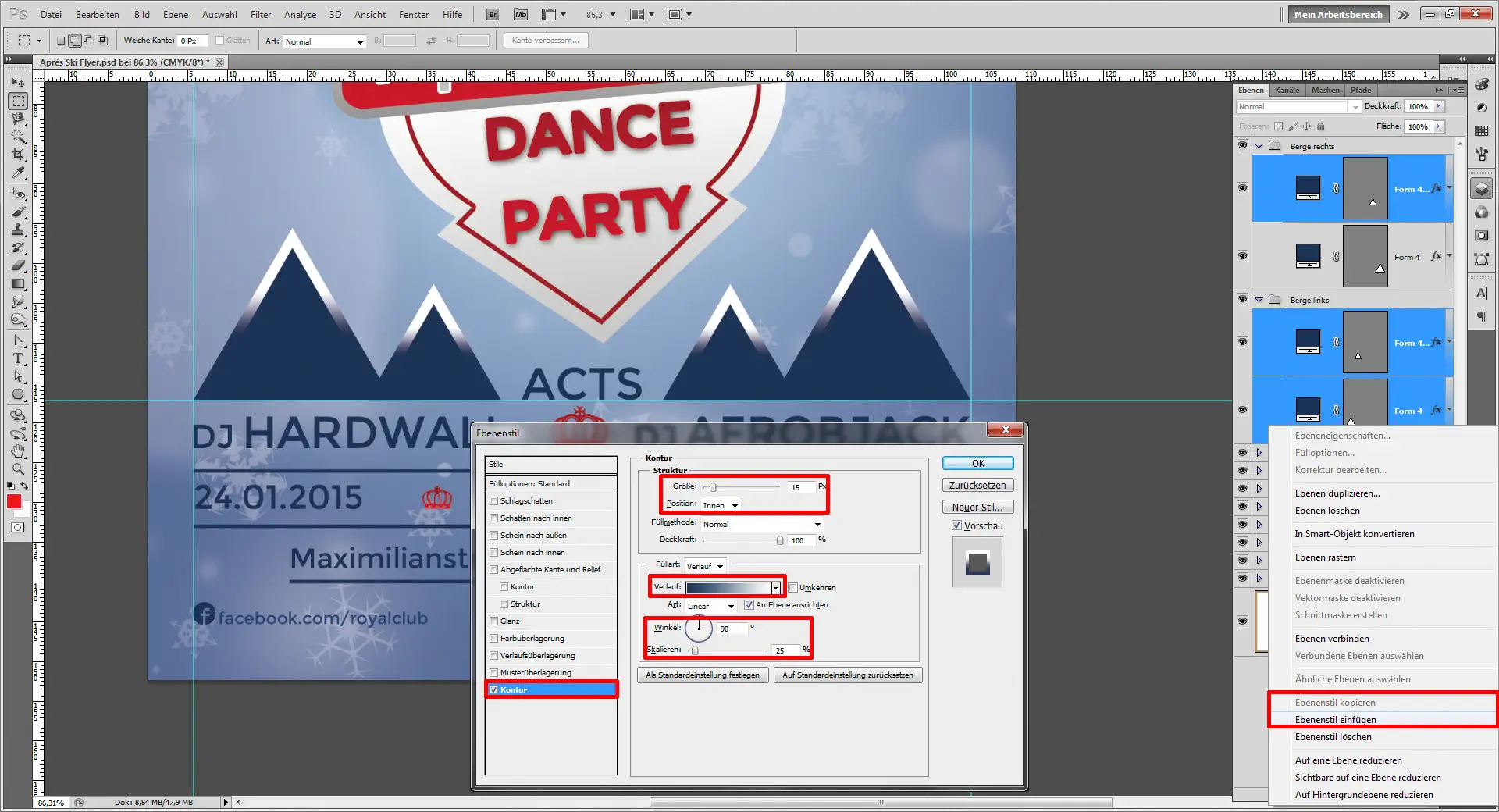 Apres Ski Flyer 21 einen winterlichen Apres ski Flyer gestalten step 21
