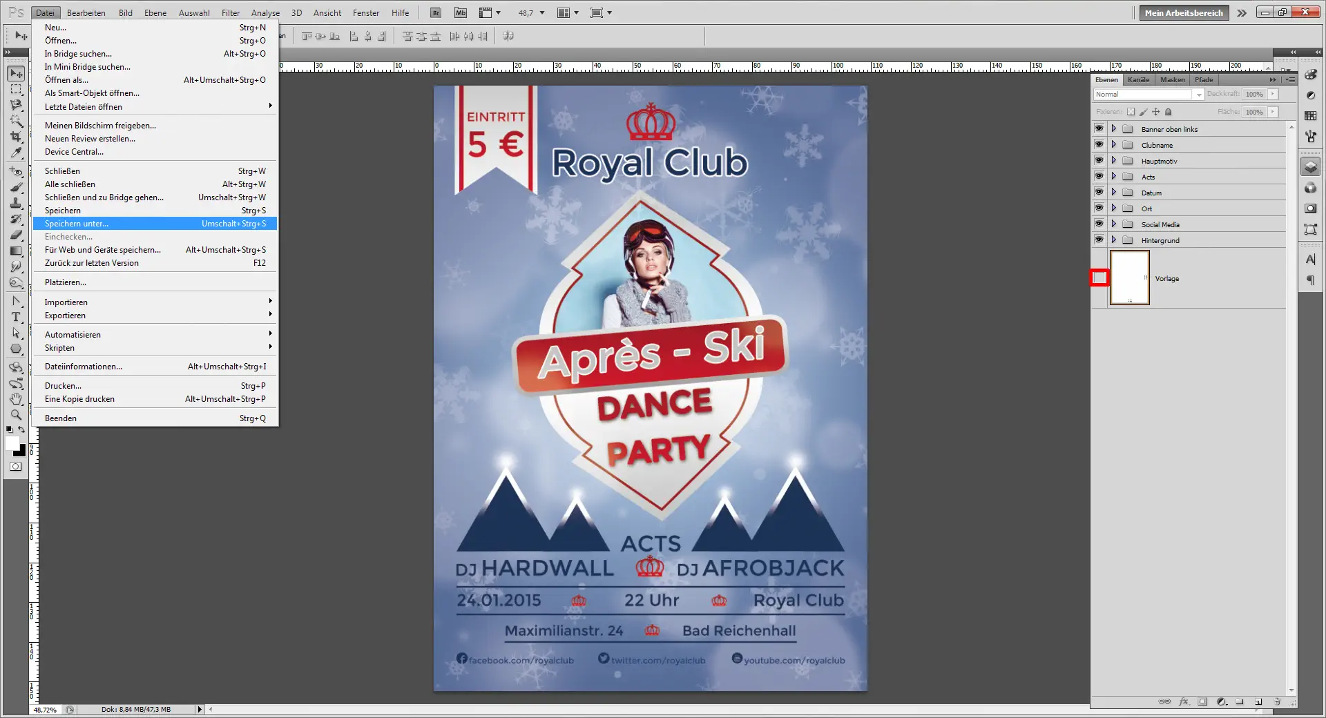 Apres Ski Flyer 24 einen winterlichen Apres ski Flyer gestalten step 24