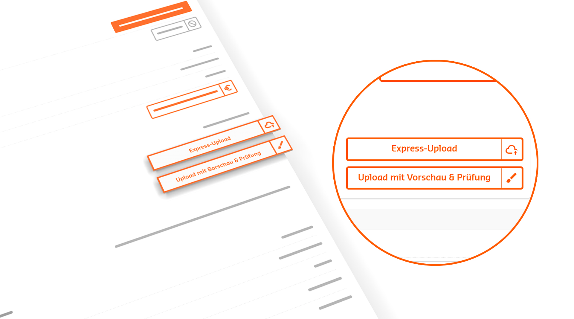 Upload-Buttons in der Auftragsübersicht