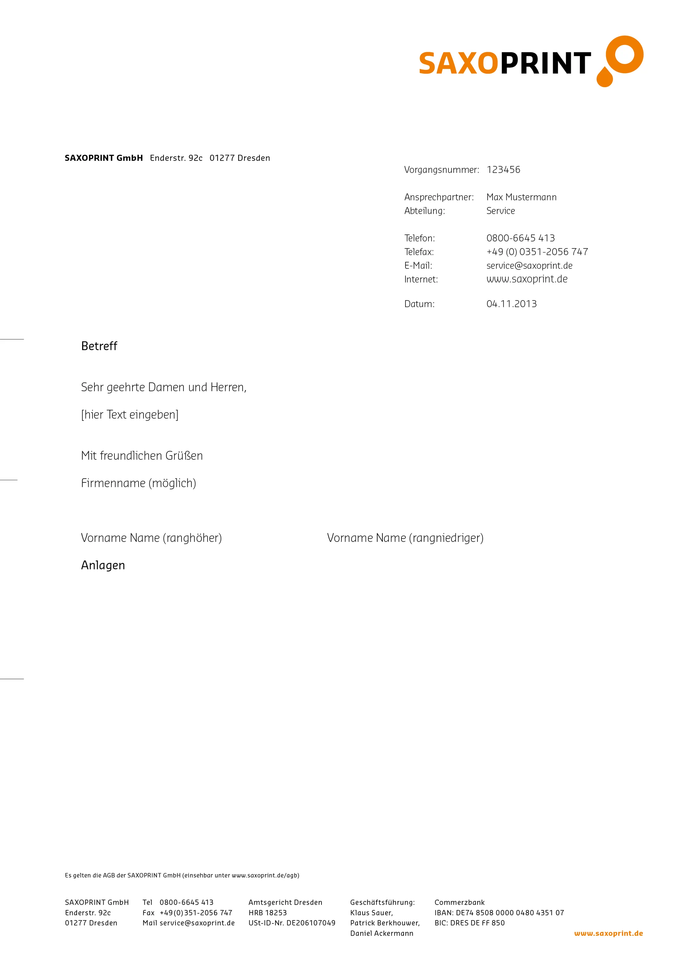 Briefpapier Design am Beispiel SAXOPRINT Briefpapier Design am Beispiel SAXOPRINT