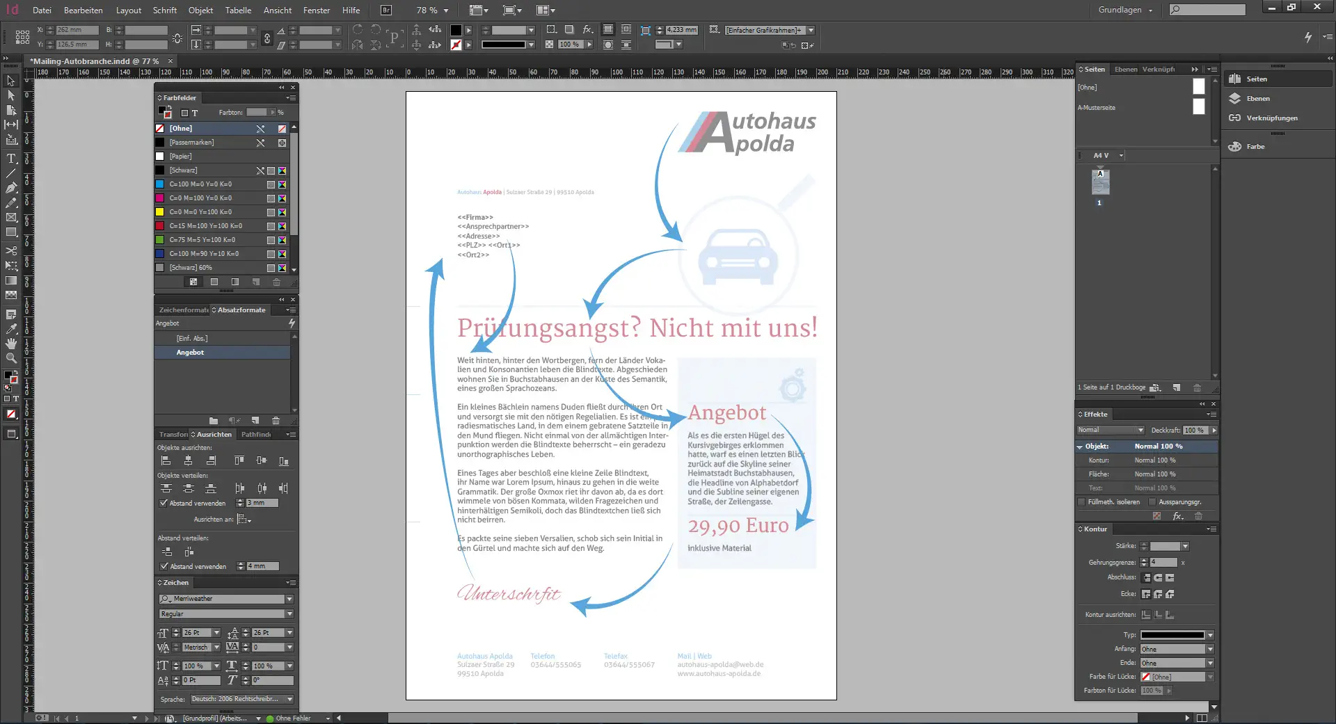 Direktmailing Werkstatttermin 04 Werbebrief für ein Autohaus gestalten 4