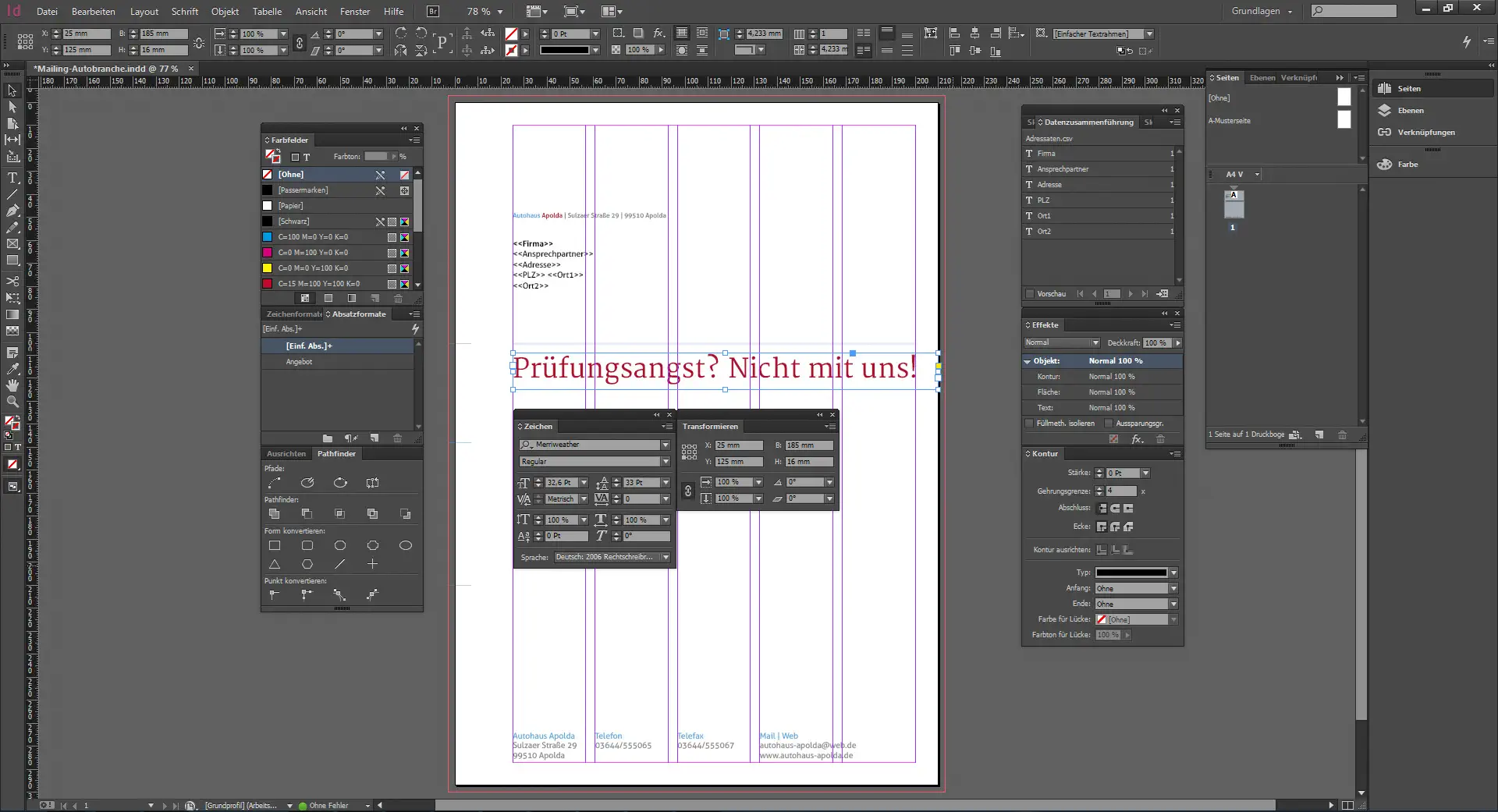 Direktmailing Werkstatttermin 12 Werbebrief für ein Autohaus gestalten 12