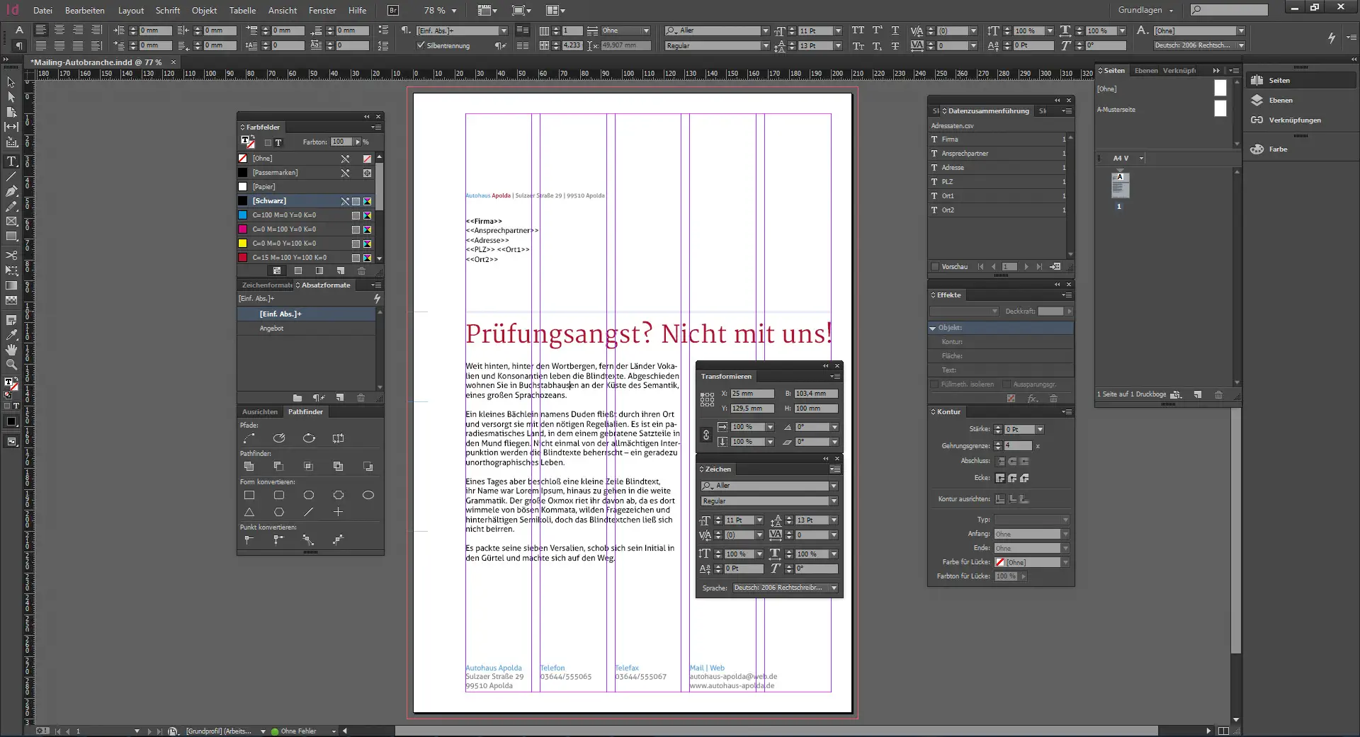 Direktmailing Werkstatttermin 13 Werbebrief für ein Autohaus gestalten 13