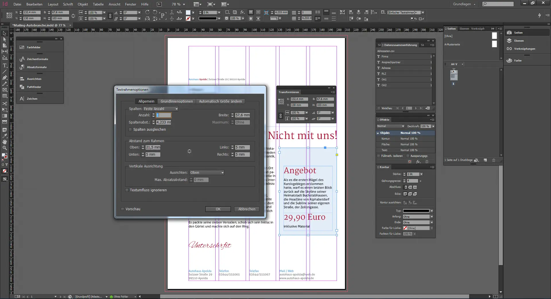 Direktmailing Werkstatttermin 14 Werbebrief für ein Autohaus gestalten 14