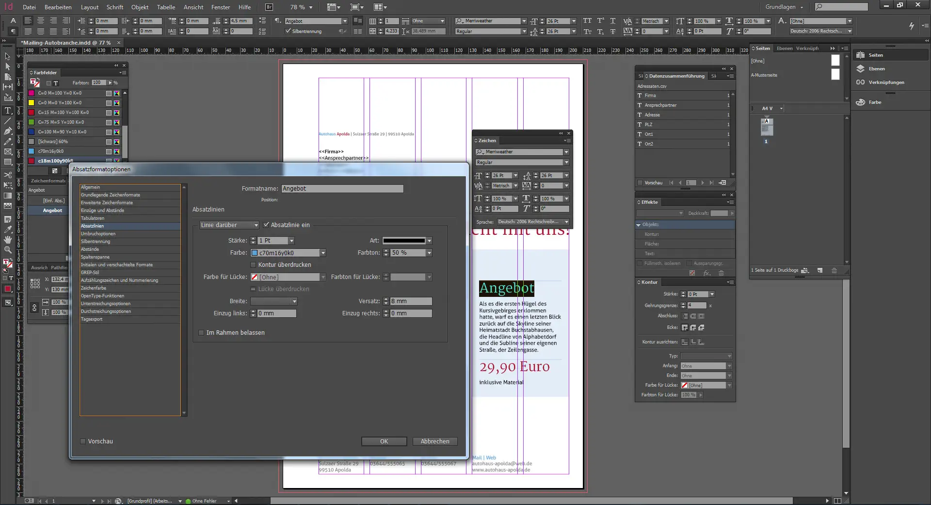 Direktmailing Werkstatttermin 15 Werbebrief für ein Autohaus gestalten 15