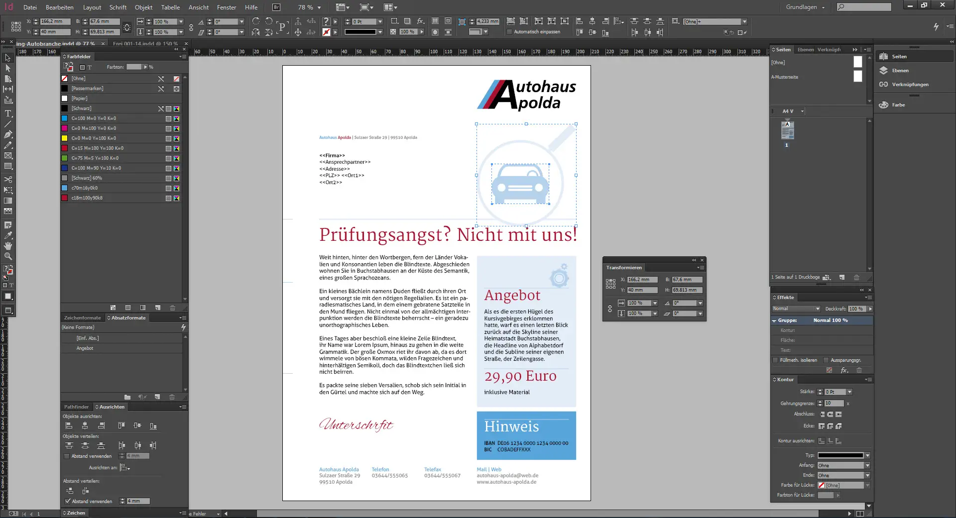 Direktmailing Werkstatttermin 20 Werbebrief für ein Autohaus gestalten 20