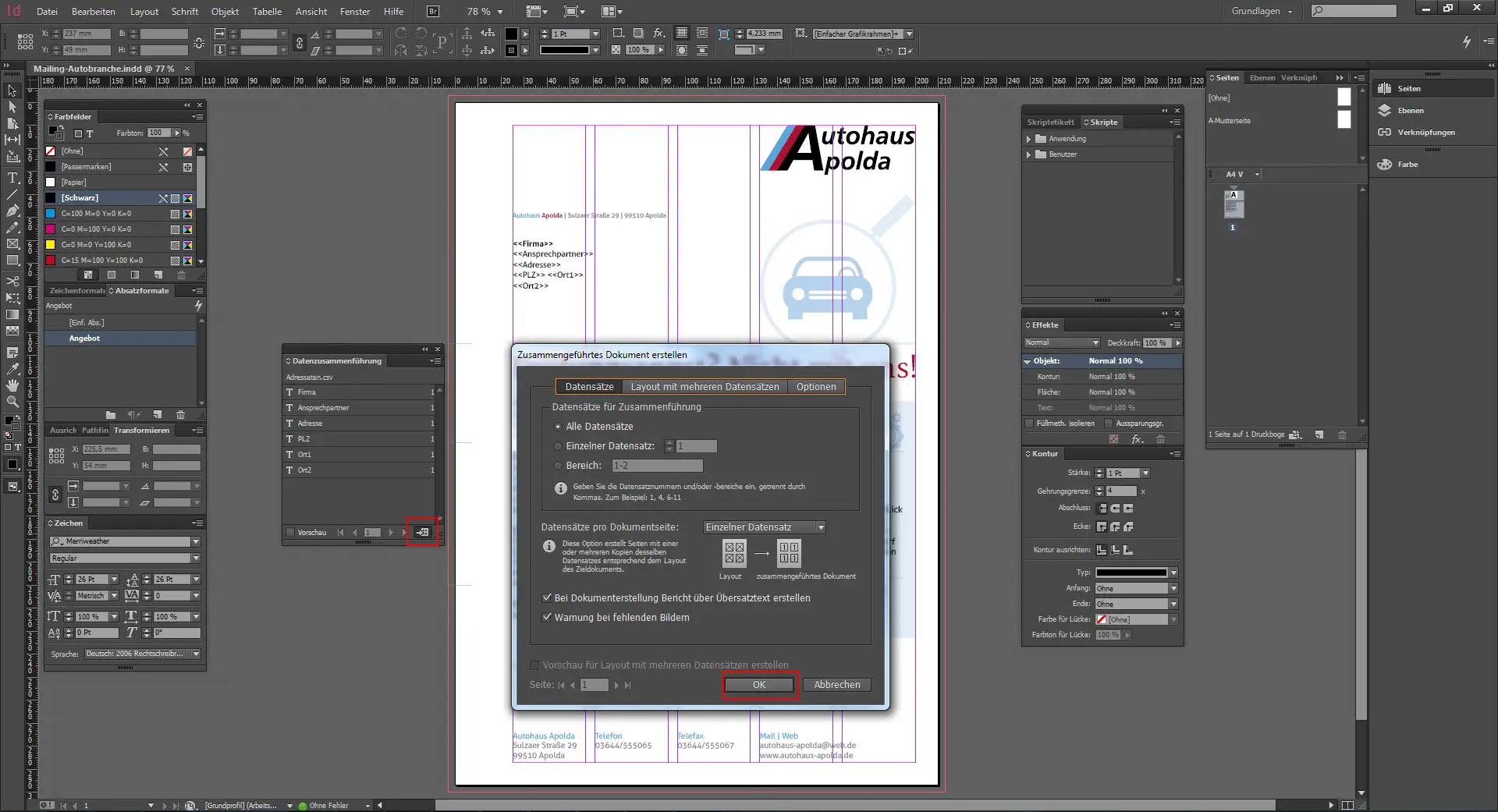 Direktmailing Werkstatttermin 21 Werbebrief für ein Autohaus gestalten 21