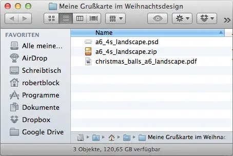 Grusskarte Vorlage Daten step 1
