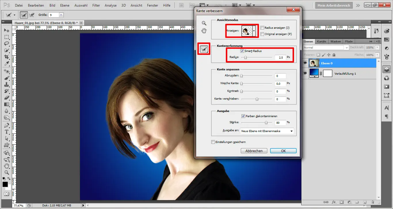 Haare freistellen mit Photoshop (2)