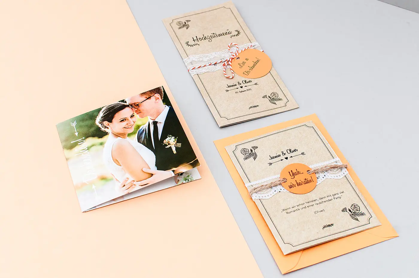 Hochzeitsmenü und Bild von Ehepaar Hochzeitsmenü und Bild von Ehepaar