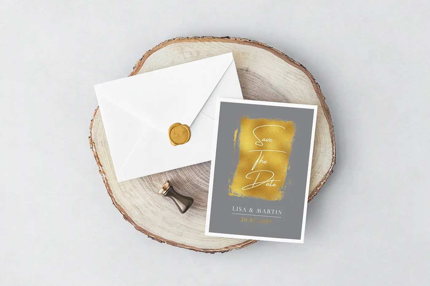 Save the date gold und grau Hochzeitseinladungskarte Save the date gold und grau Hochzeitseinladungskarte