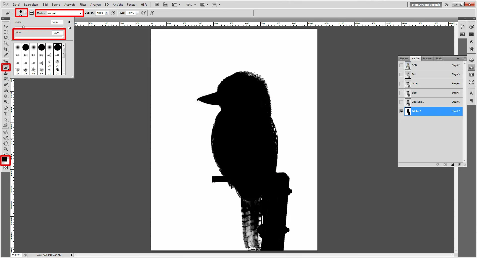 Photoshop Tutorial: schwarzer Vogel.