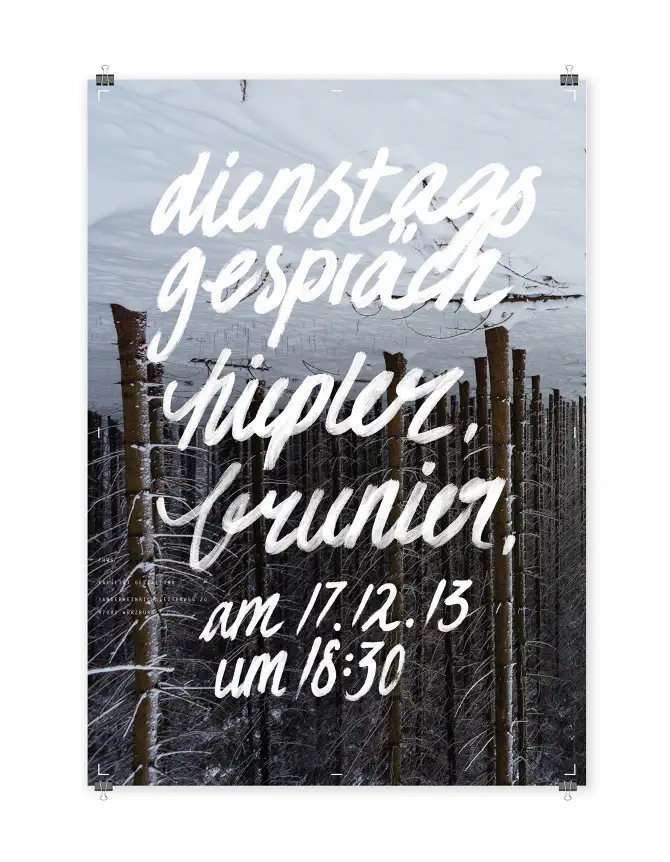 Postergestaltung "Dienstagsgespräch" beispiel