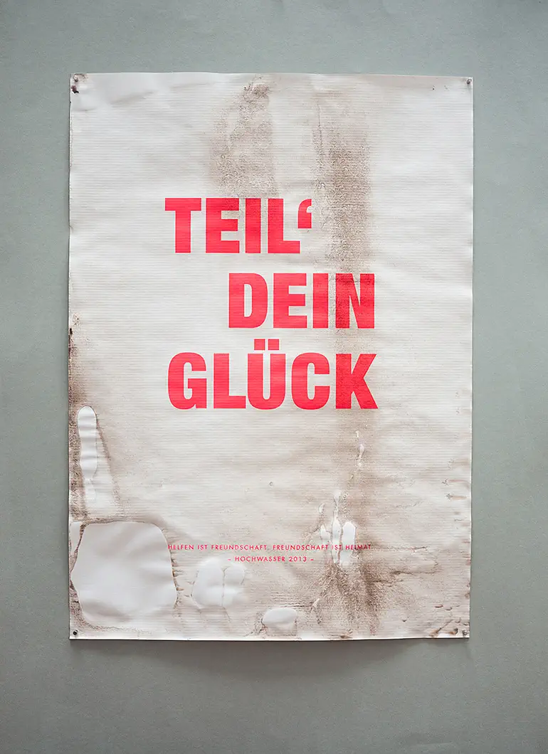 Postergestaltung "Teil' dein Glück" beispiel