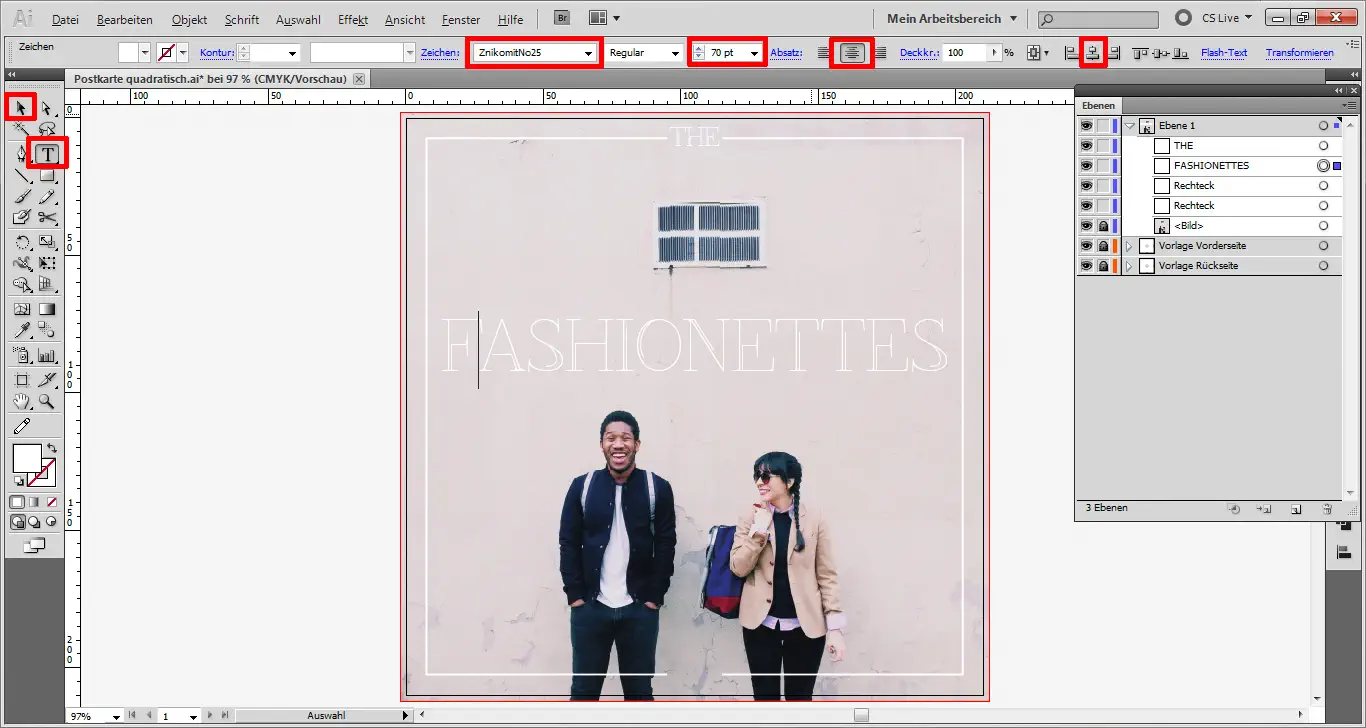 Illustrator Tutorial: quadratische Postkarte Step 5