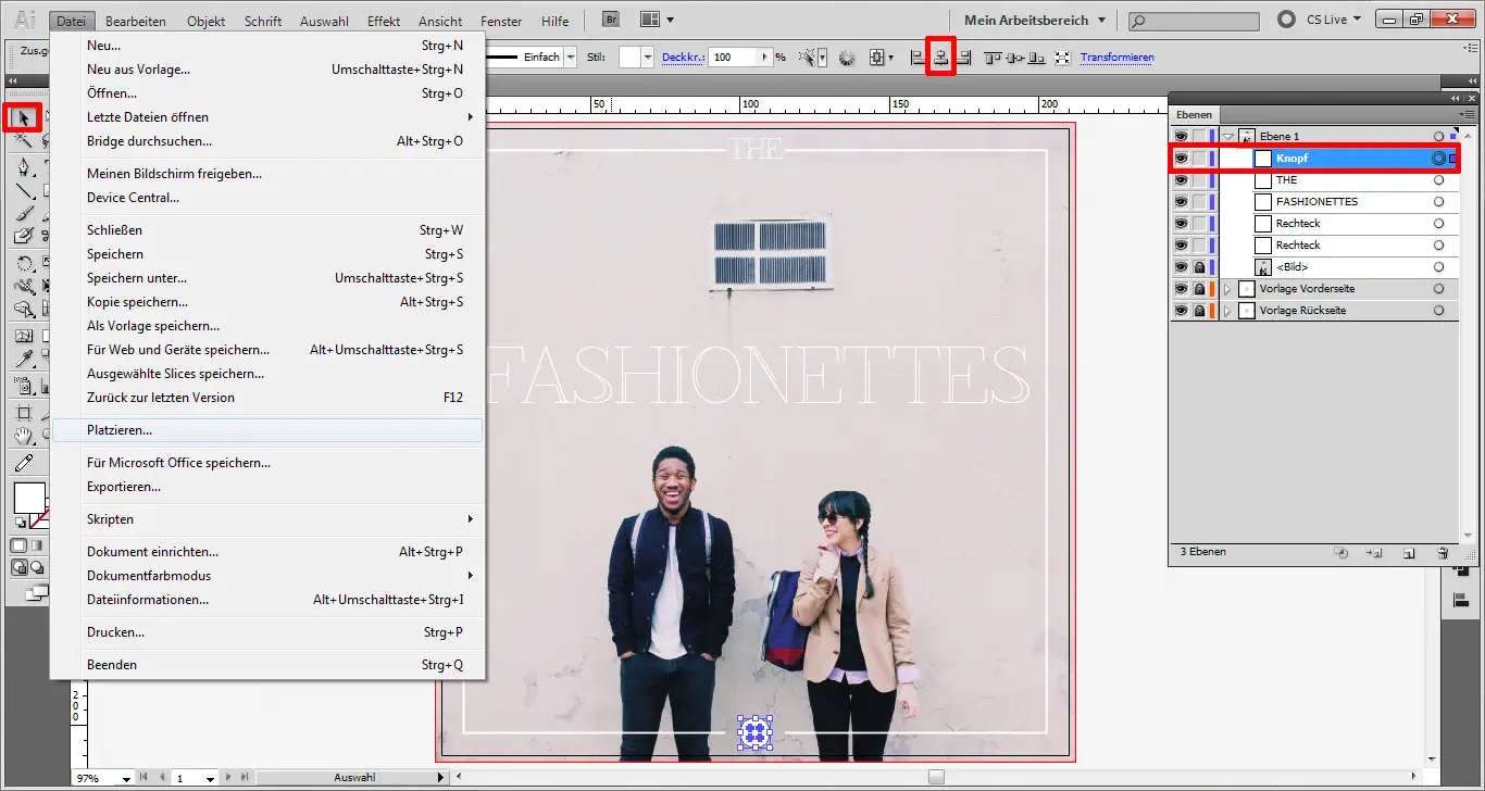 Illustrator Tutorial: quadratische Postkarte Step 6