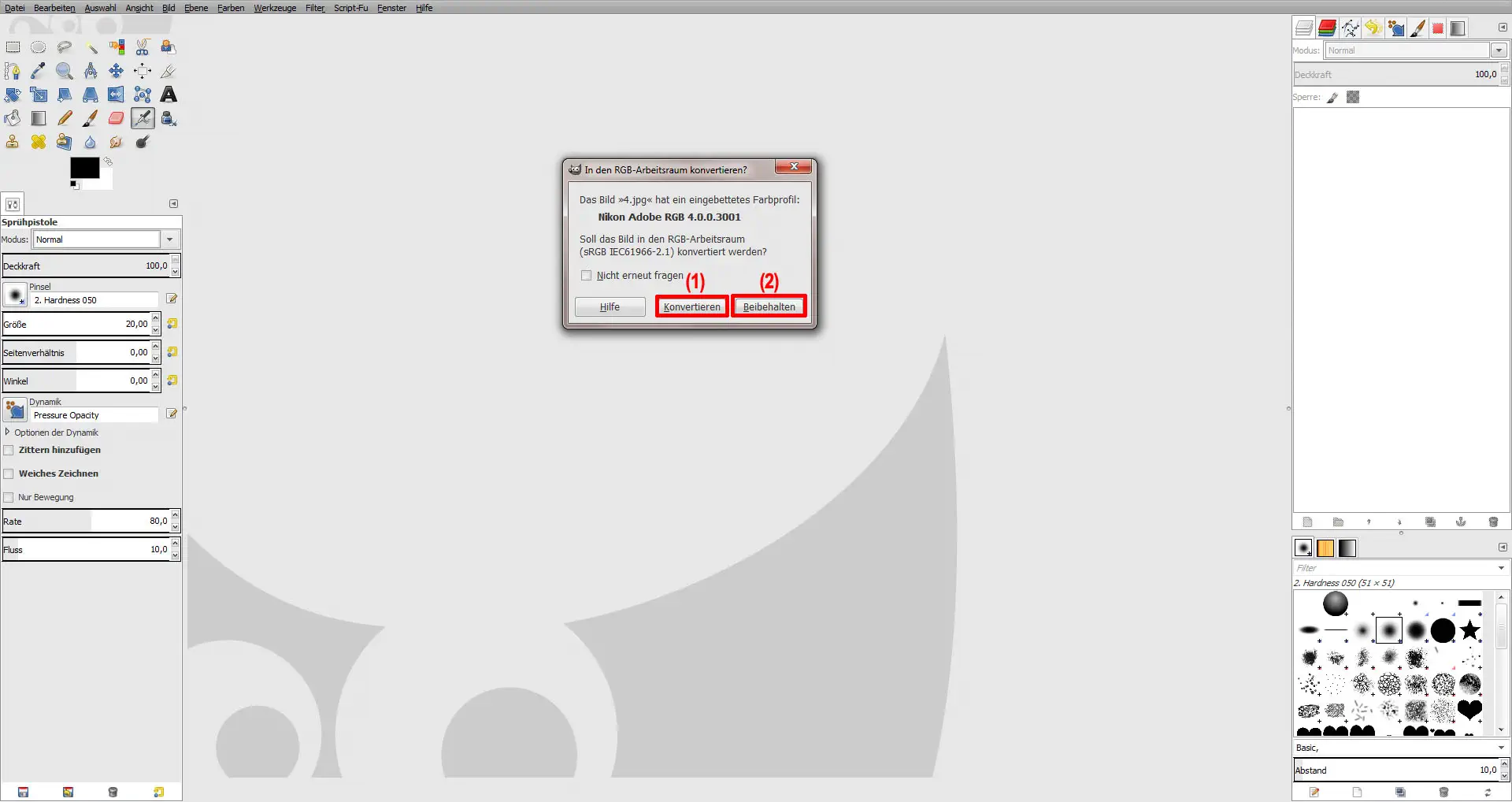Quciktipp ICC Profile laden GIMP 01 ICC Profile laden GIMP (Step 1)