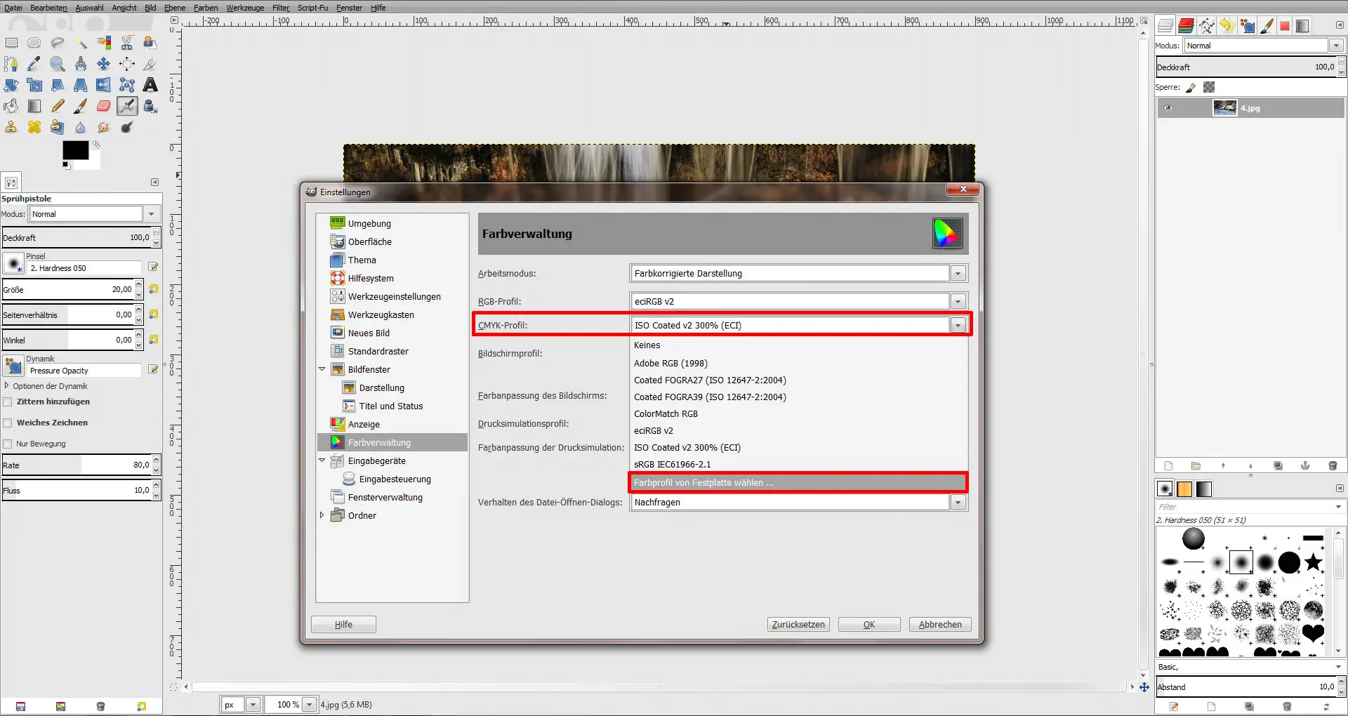 Quciktipp ICC Profile laden GIMP 05 ICC Profile laden GIMP (Step 5)