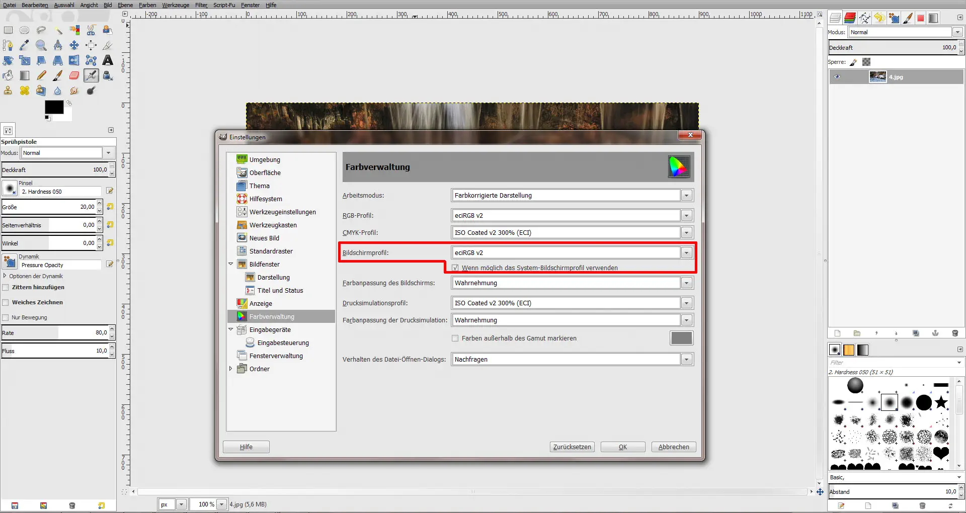 Quciktipp ICC Profile laden GIMP 07 ICC Profile laden GIMP (Step 7)