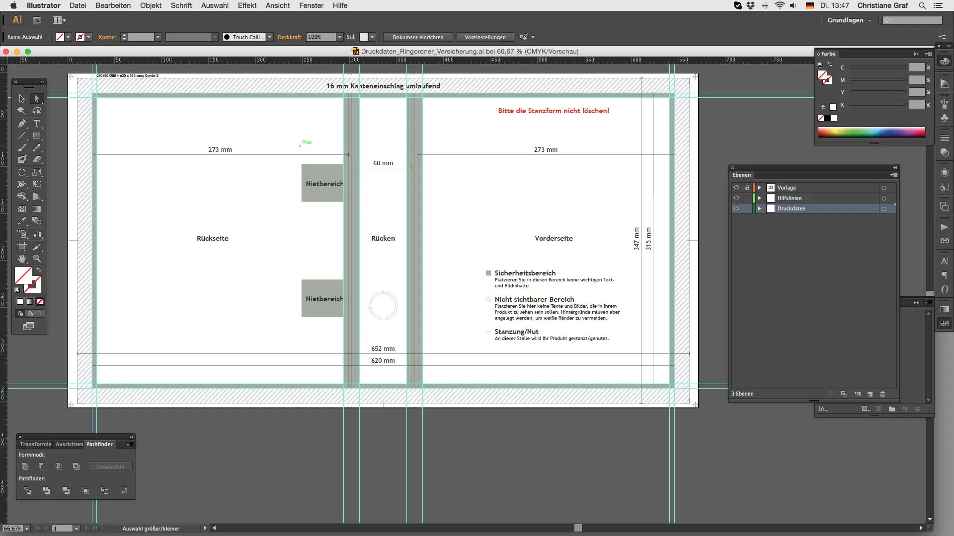 Ringorder Stanzvorlage mit Hilfslinien