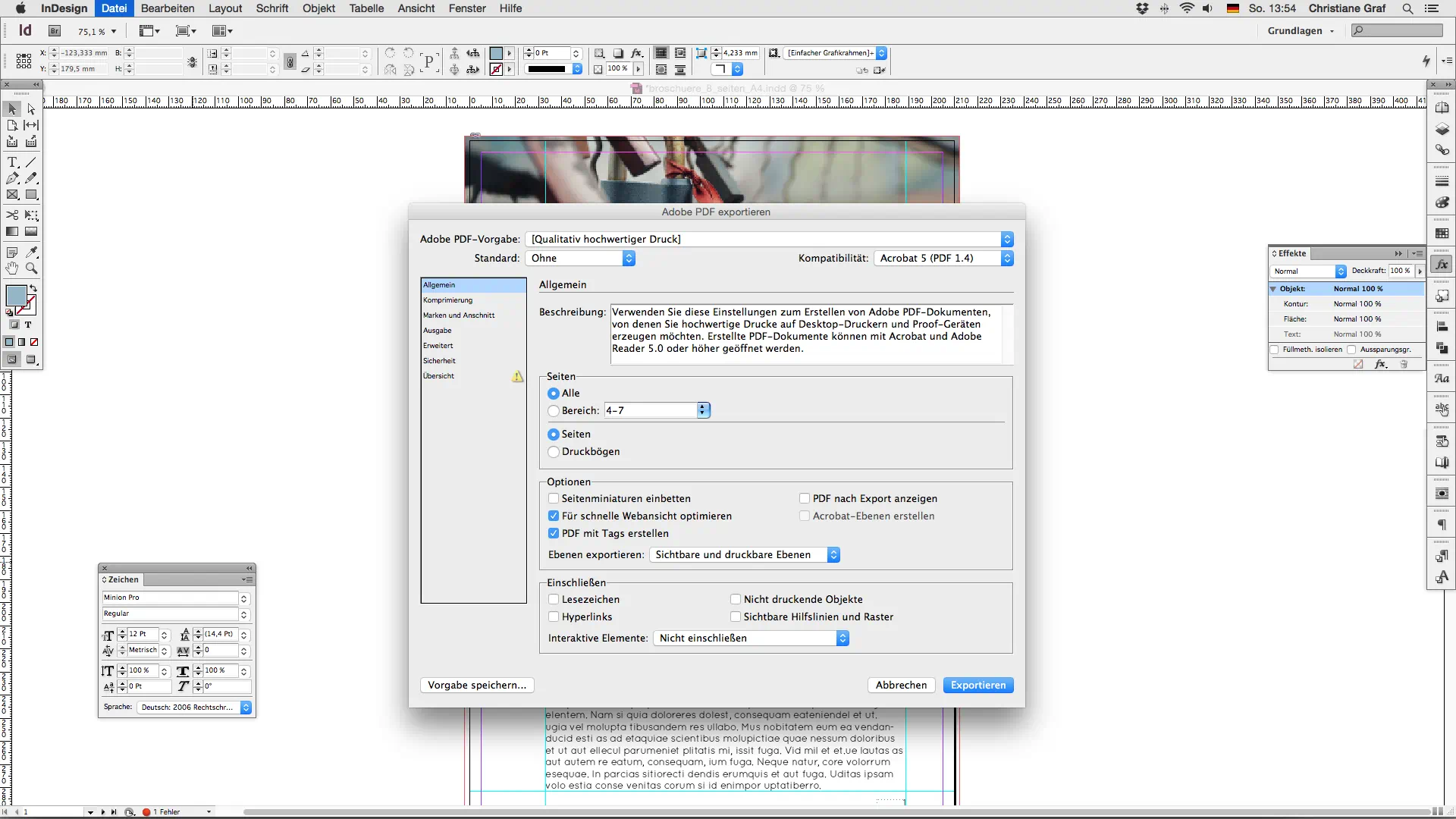 Step 7 Broschüre erstellen Ausgabe Reiter Allgemein