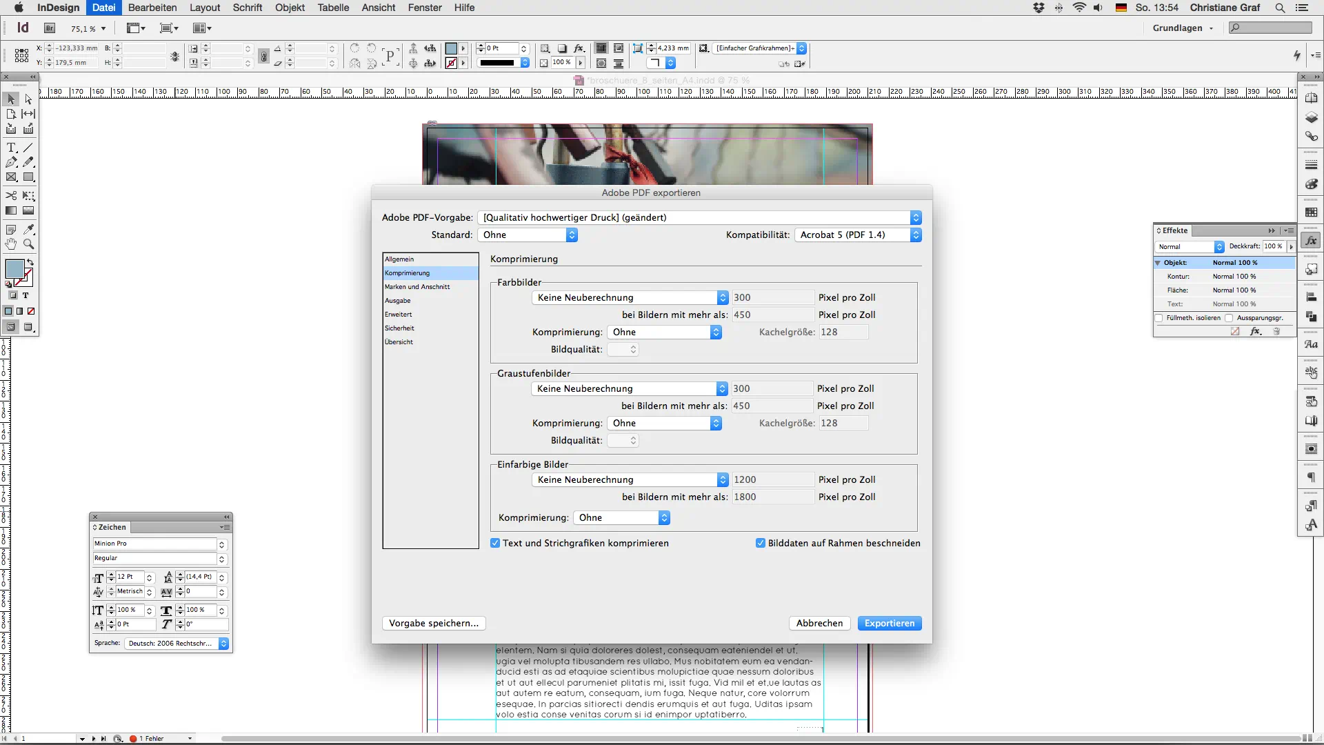 Step 7 Broschüre erstellen Ausgabe Reiter Komprimierung Step 7 Broschüre erstellen Ausgabe Reiter Komprimierung