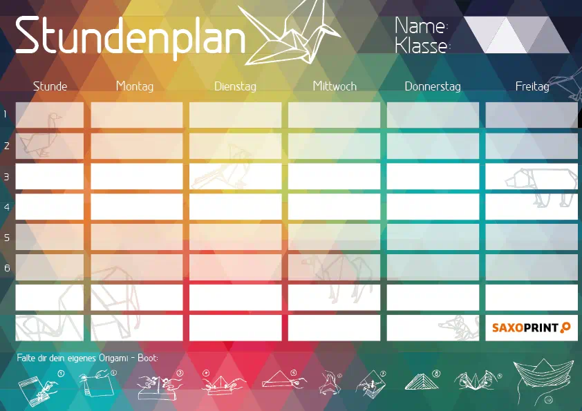 Stundenplan Vorlage bunt