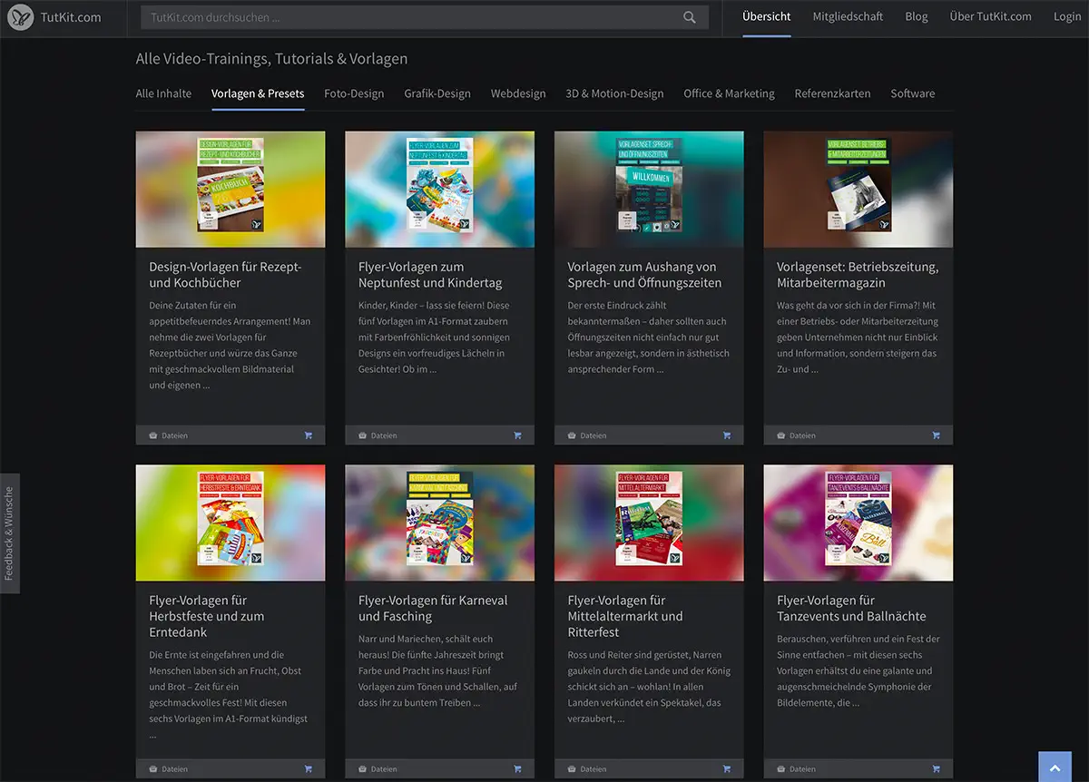 TutKit Design Vorlagen Uebersicht TutKit Design Vorlagen Uebersicht