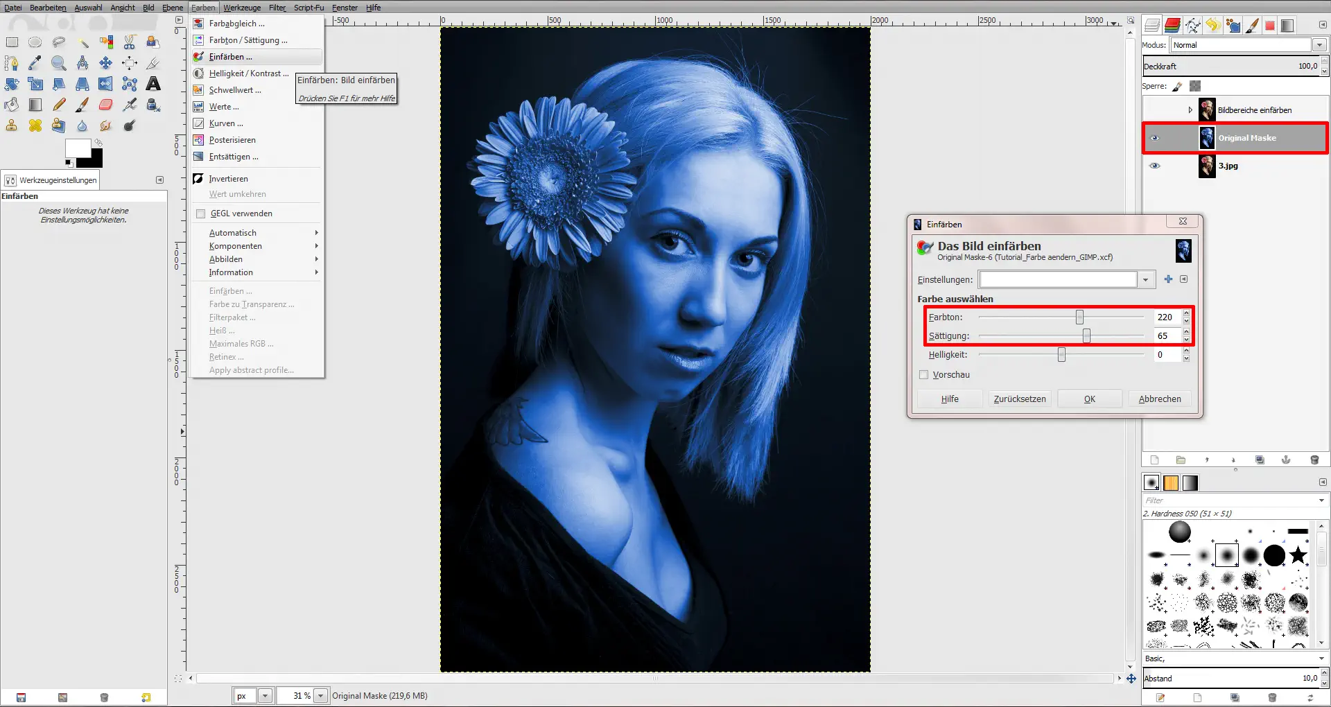 Tutorial Farbe aendern GIMP 03 Tutorial Farbe ändern GIMP (3)