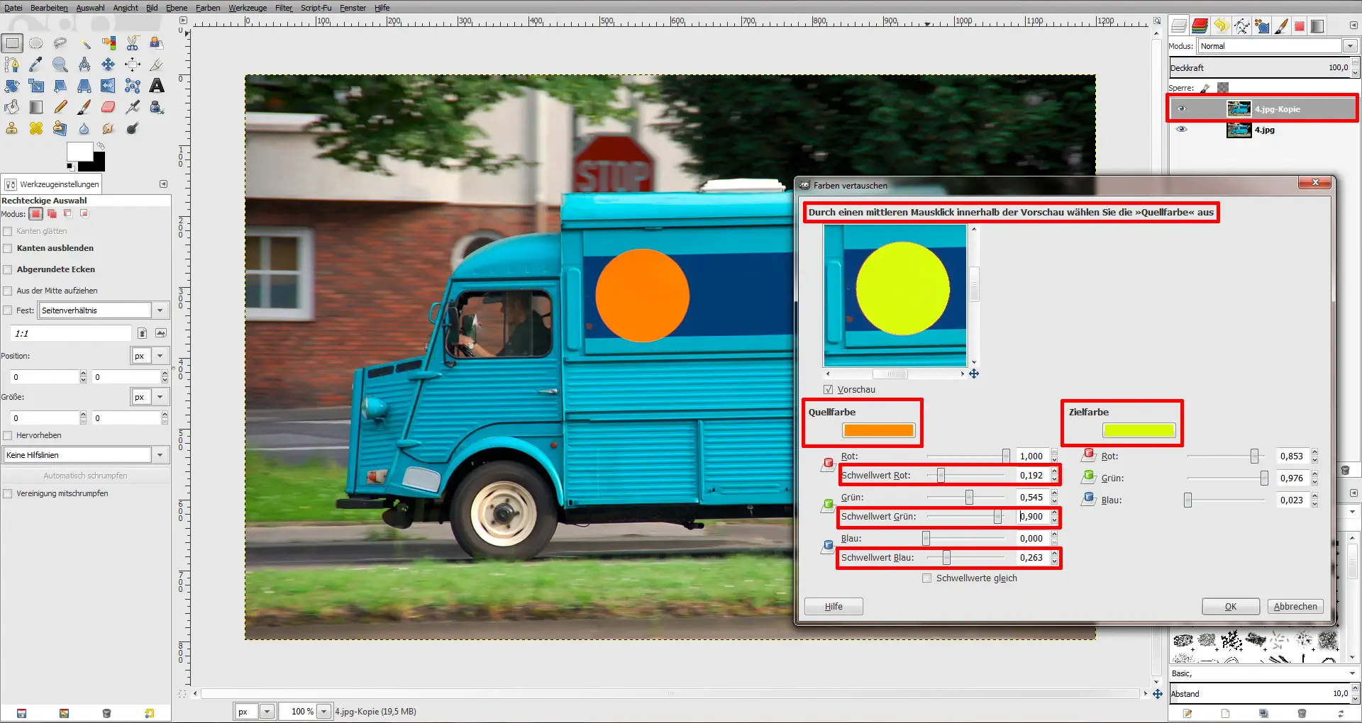 Tutorial Farbe aendern GIMP 09 Tutorial Farbe ändern GIMP (9)