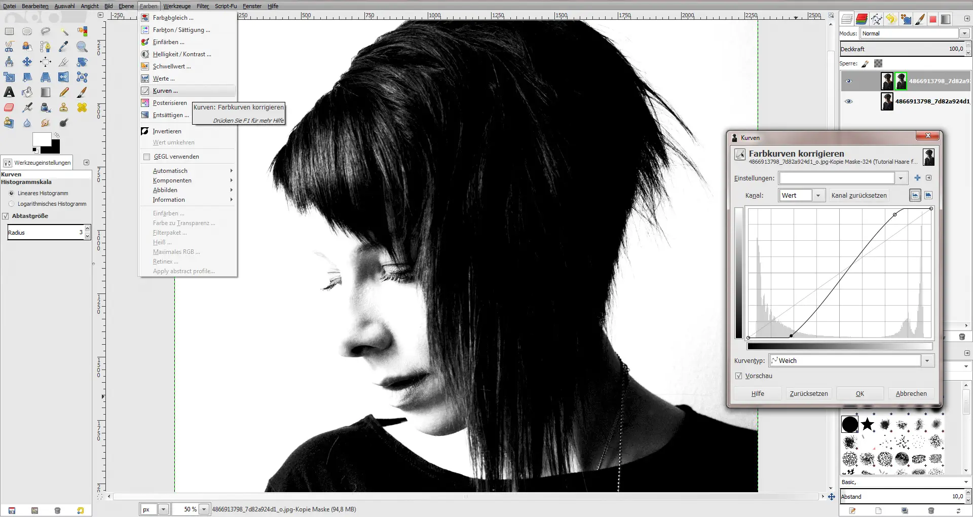 Tutorial Haare freistellen GIMP 02