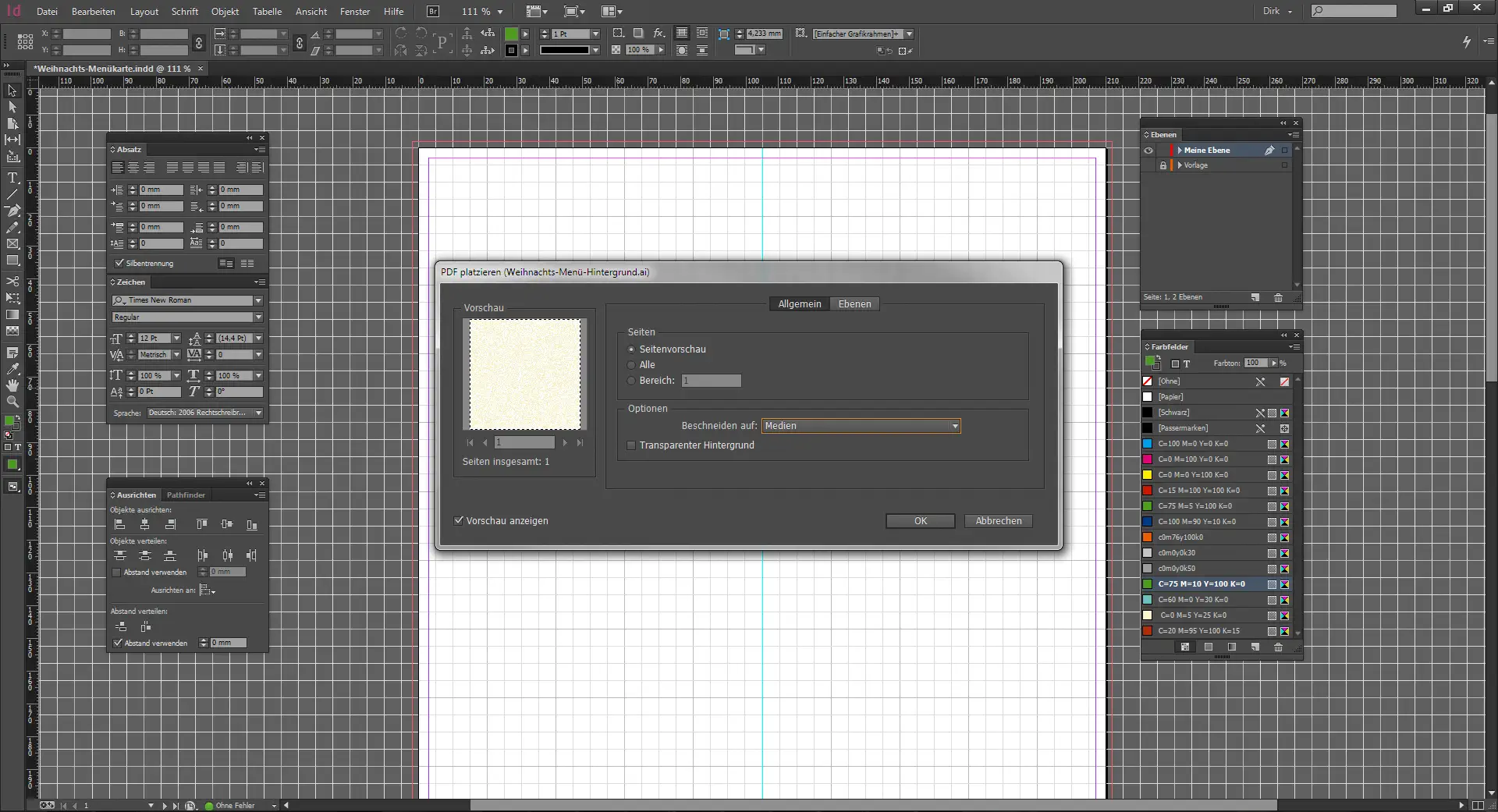 Tutorial Menuekarte Weihnachten