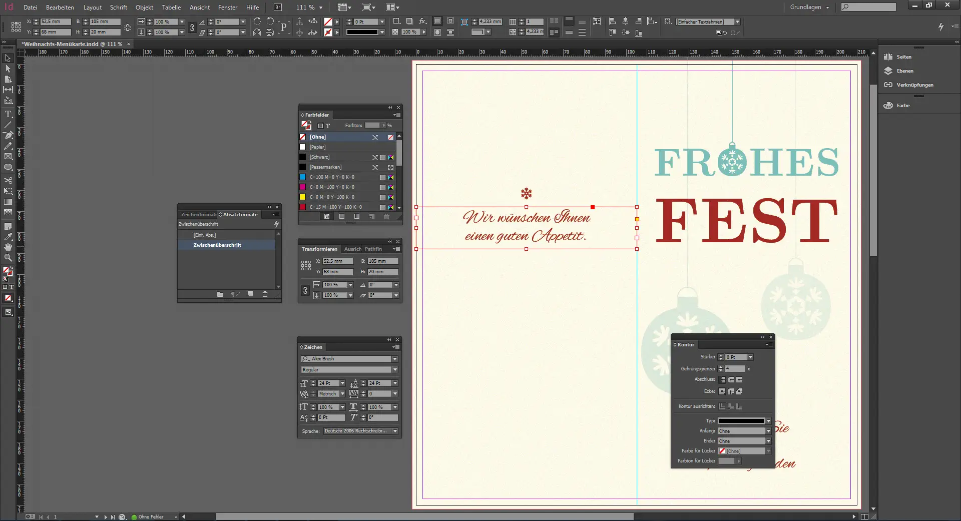 Tutorial Menuekarte Weihnachten