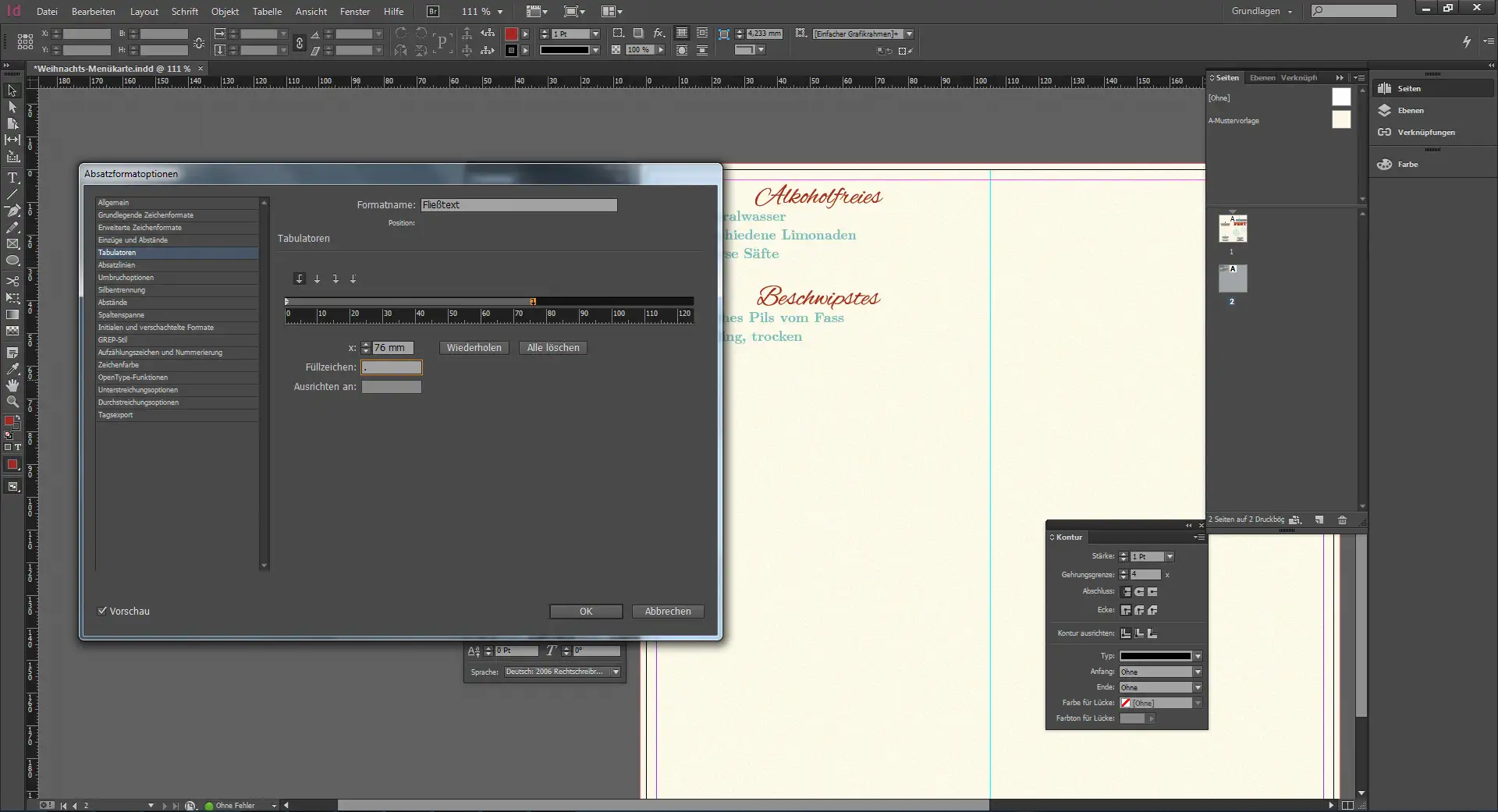 Tutorial Menuekarte Weihnachten