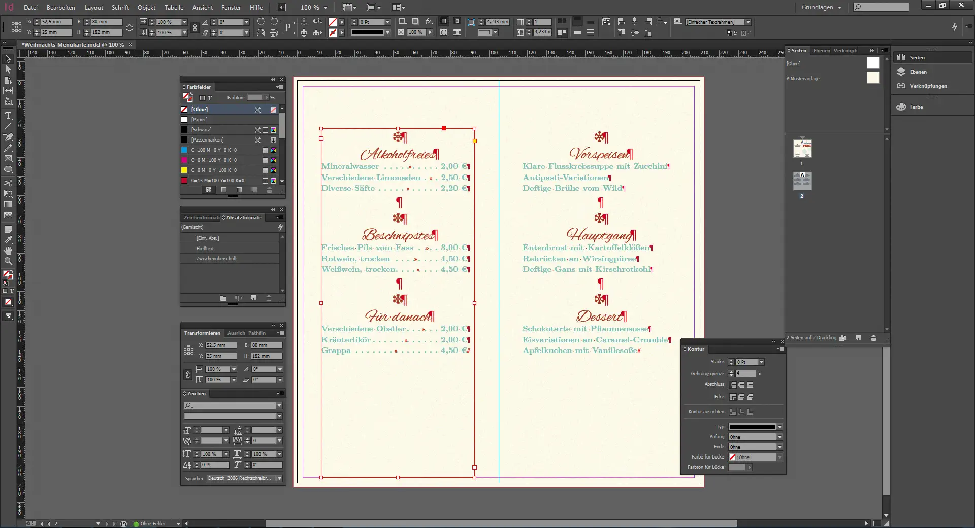 Tutorial Menuekarte Weihnachten