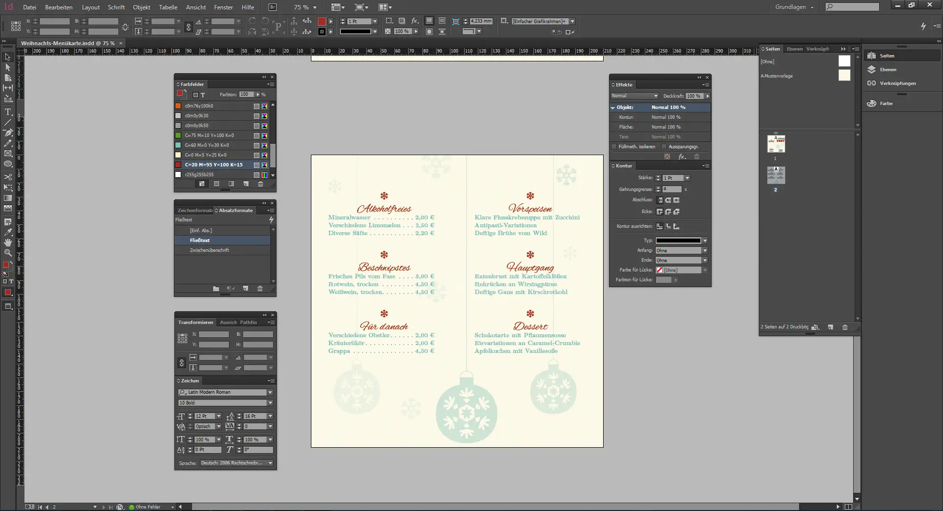 Tutorial Menuekarte Weihnachten