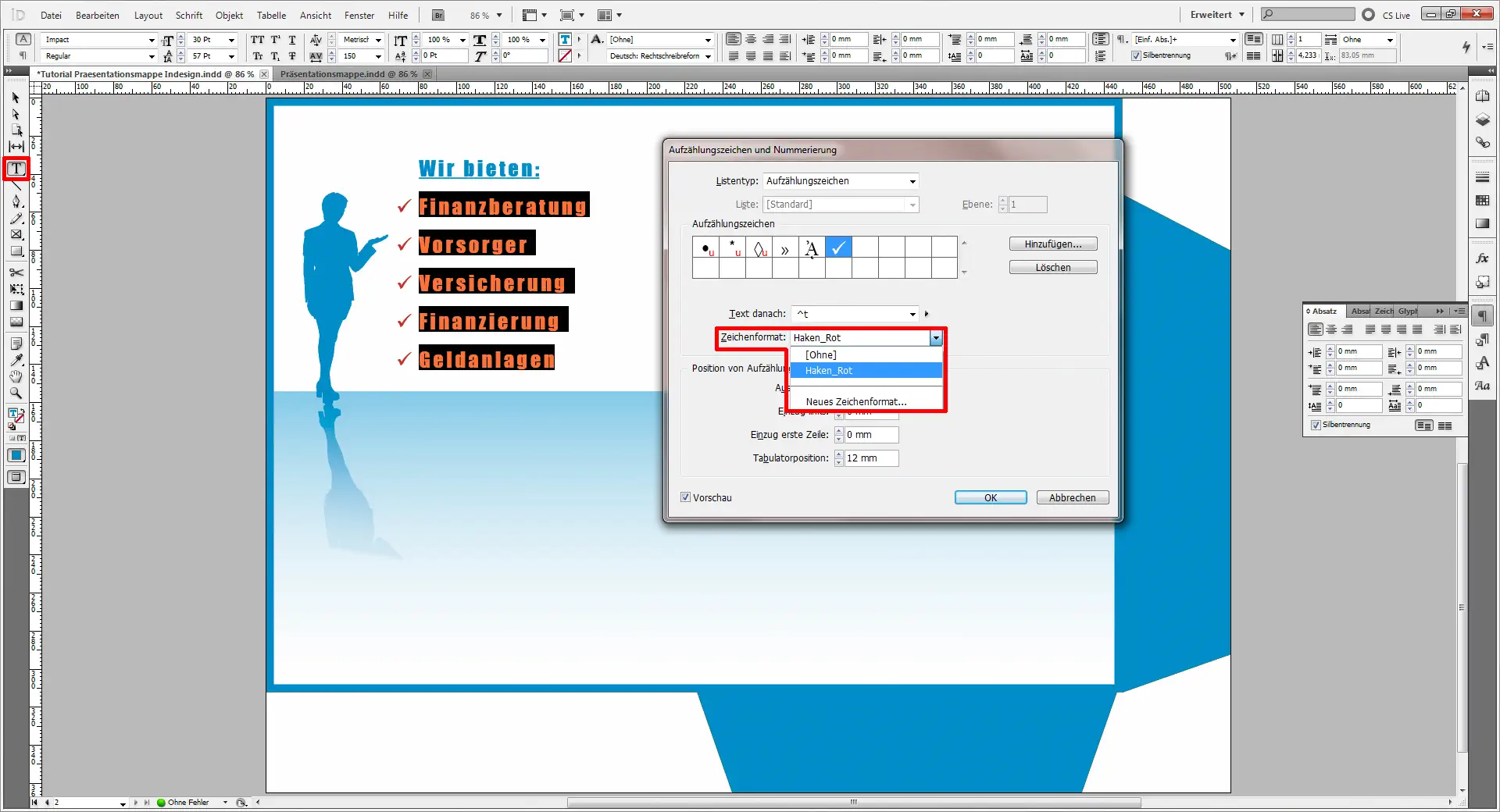 Tutorial Präsentationsmappe InDesign 16
