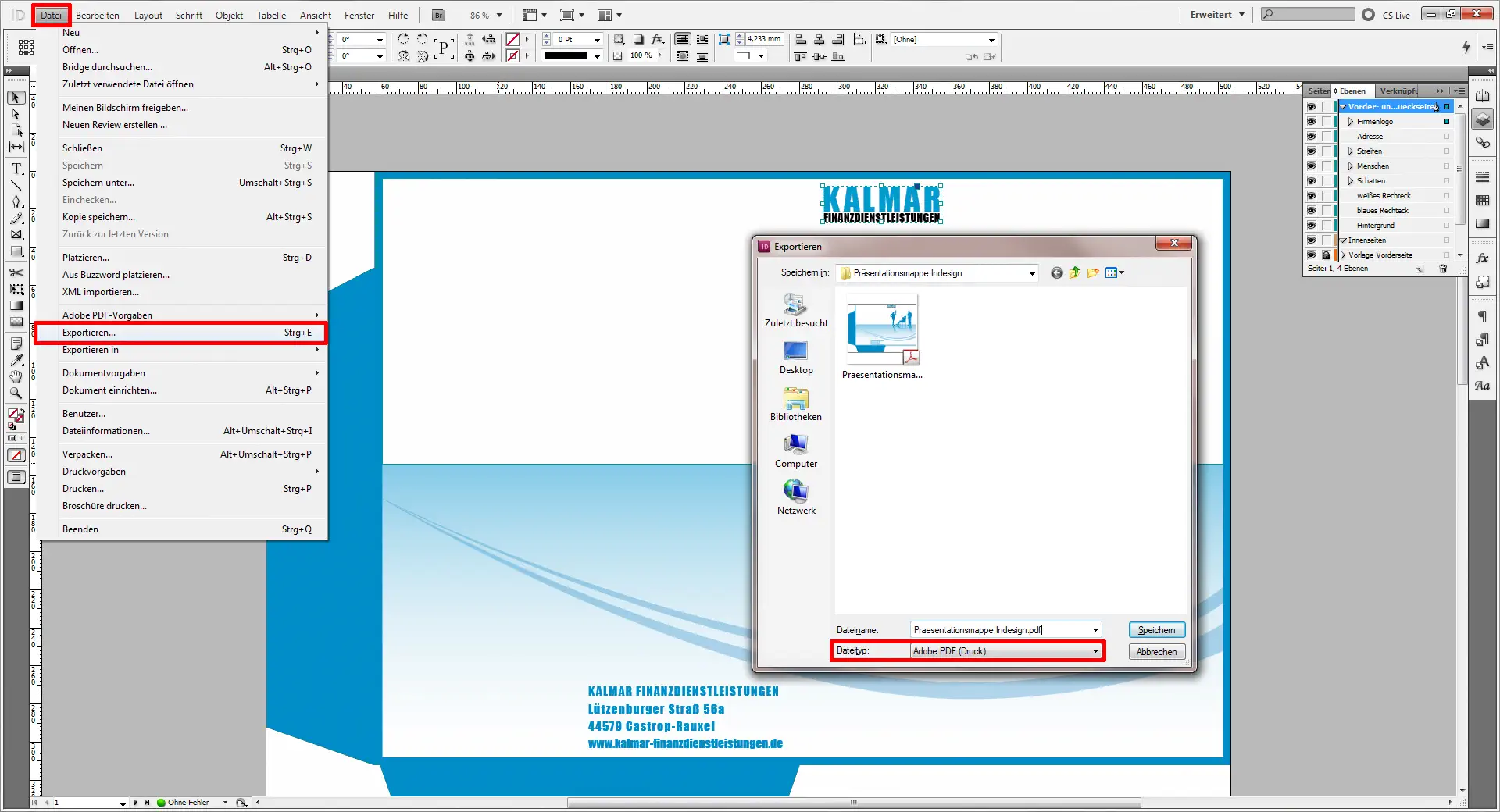 Tutorial Präsentationsmappe InDesign 18