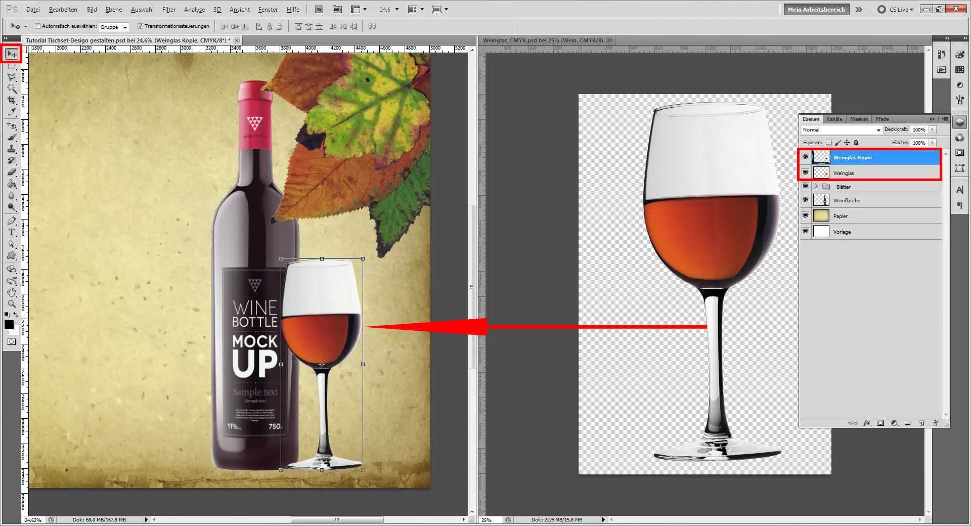 Tischset Platzset Design selbst gestalten   Glas hintergrund