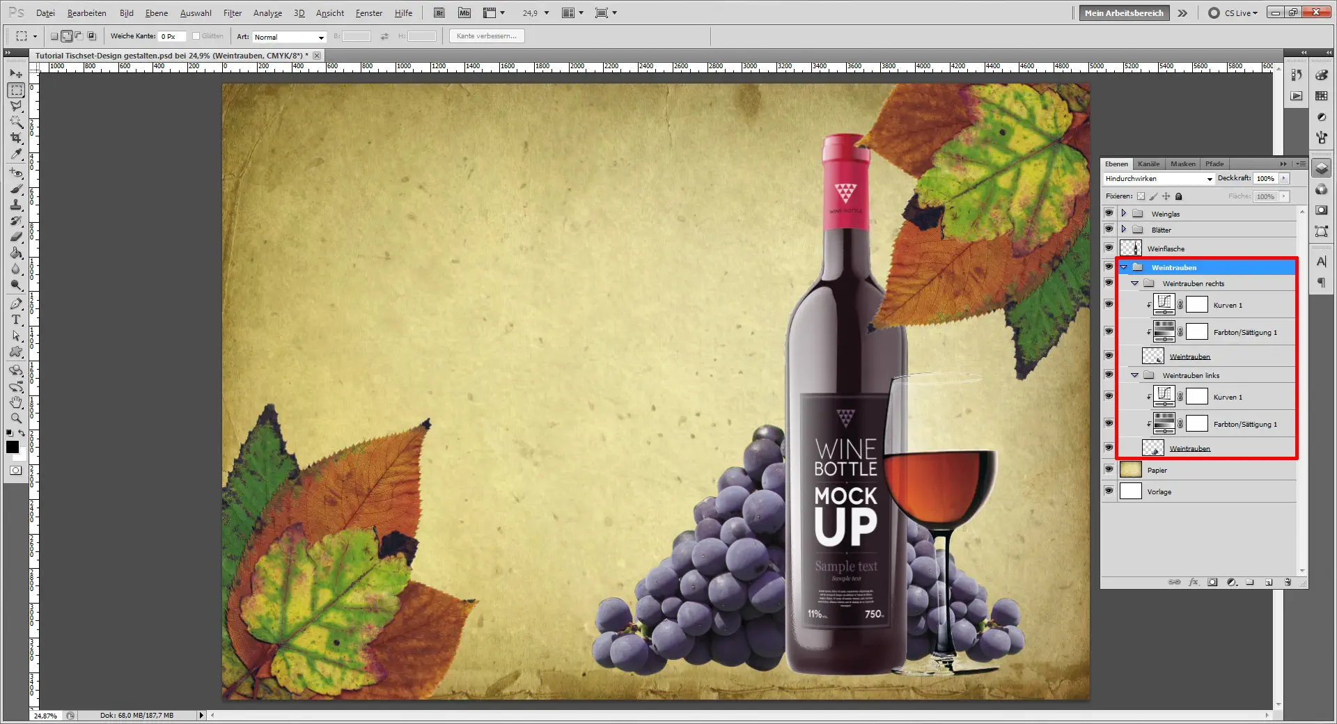 Tischset Platzset Design selbst gestalten   Weintrauben hintergrund 2