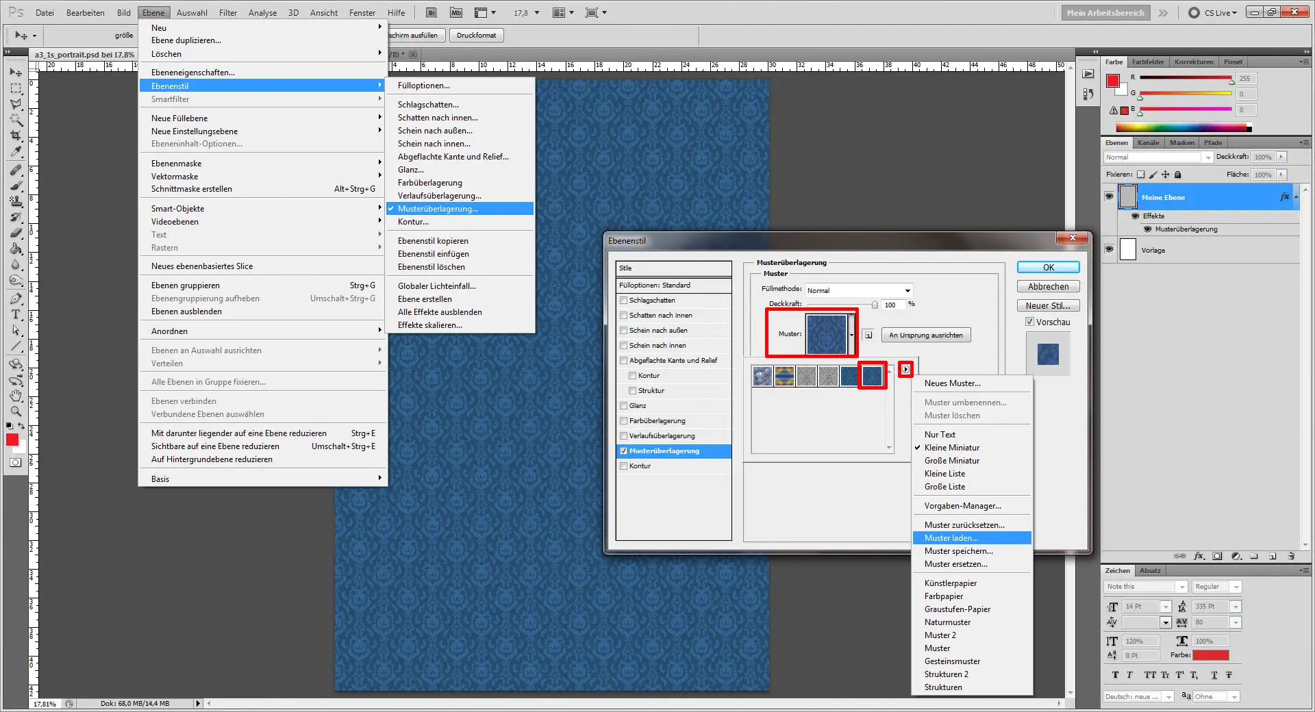 Tutorial Fotocollage erstellen Photoshop 02 Fotocollage erstellen Photoshop "Muster laden"